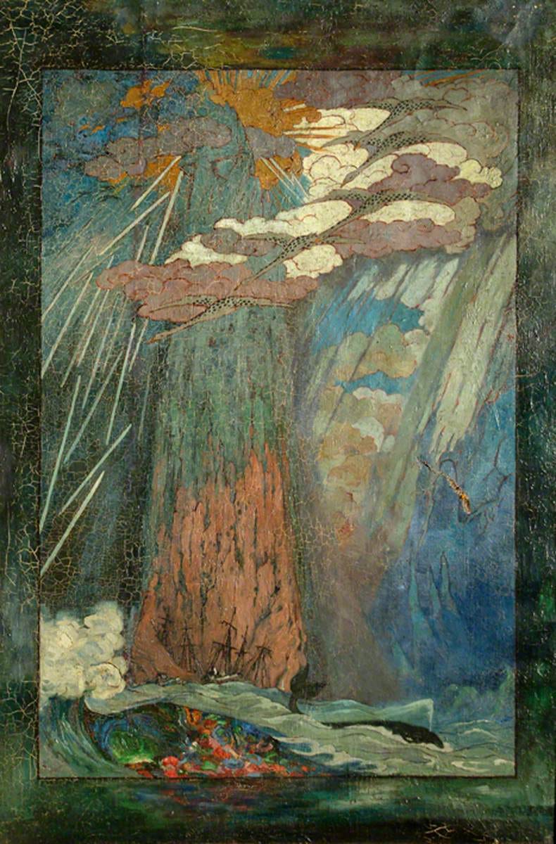 Sidney Herbert Sime, "Landscape Decoration" (nd), oil on canvas (courtesy Sidney H. Sime Memorial Gallery, via Art UK)