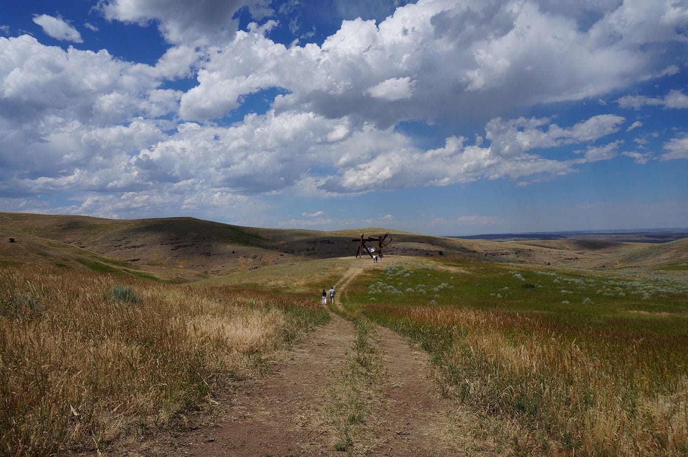 Mark di Suvero's "Beethoven's Quartet" (2003) in the distance at Tippet Rise (click to enlarge)