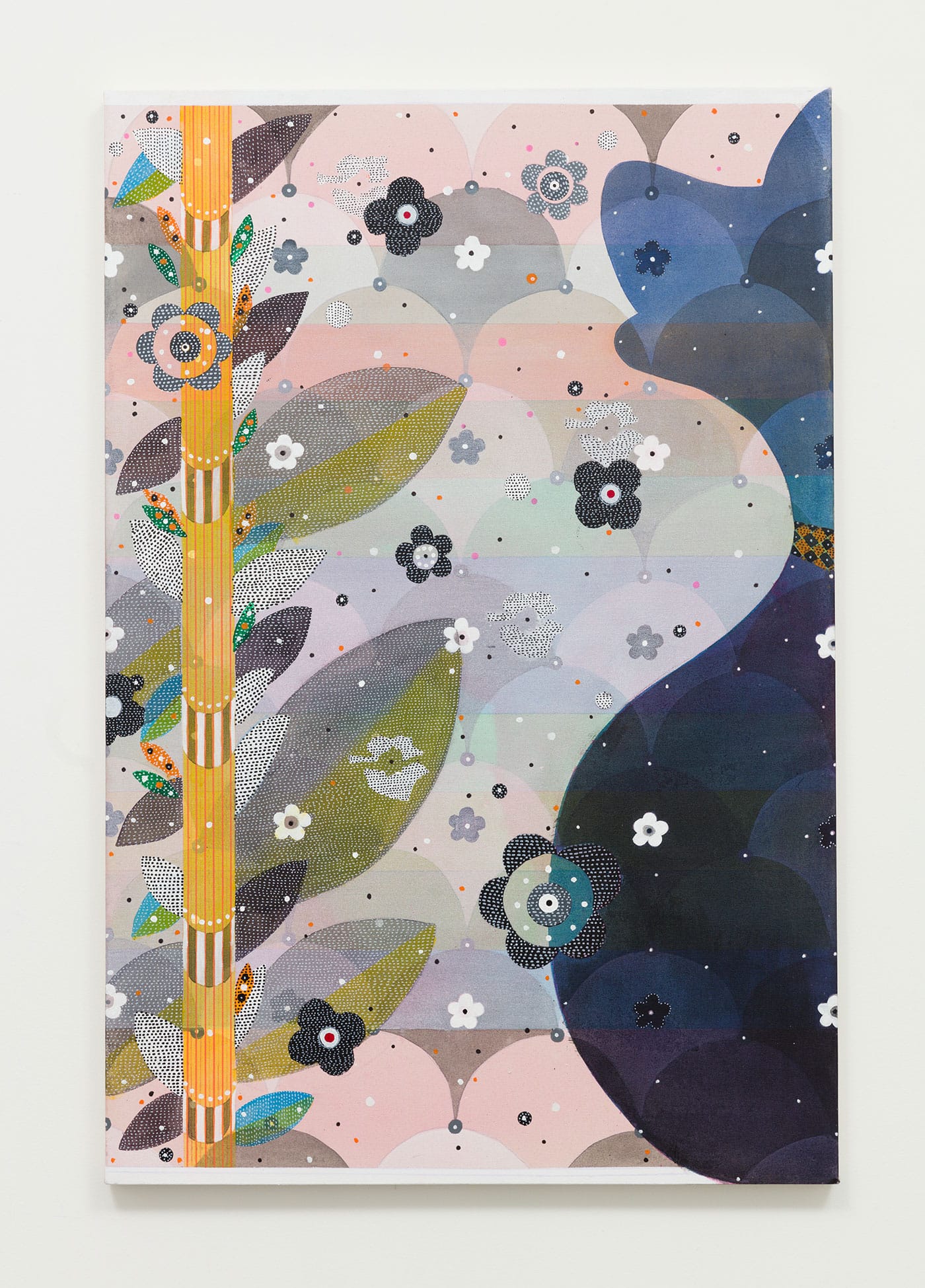 Glenn Goldberg, "Okay (Blue)" (2016), acrylic, gesso, ink, and pencil on canvas, 60 x 40 in (click to enlarge)