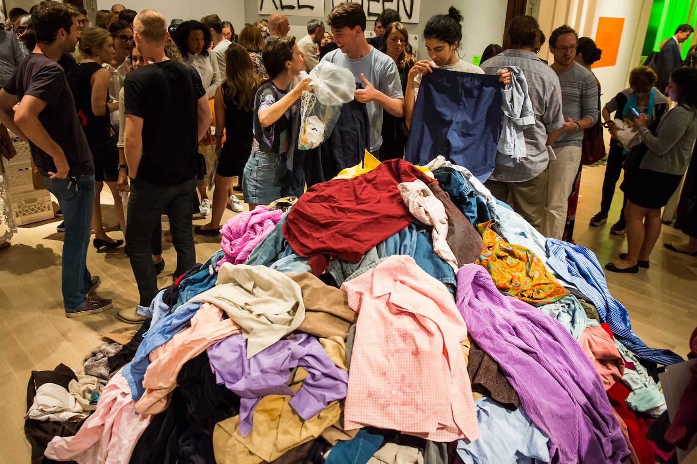 Christian Boltanski, Dispersion, 1991-2016, used clothing, bags. Courtesy of the artist and Marian Goodman Gallery, New York