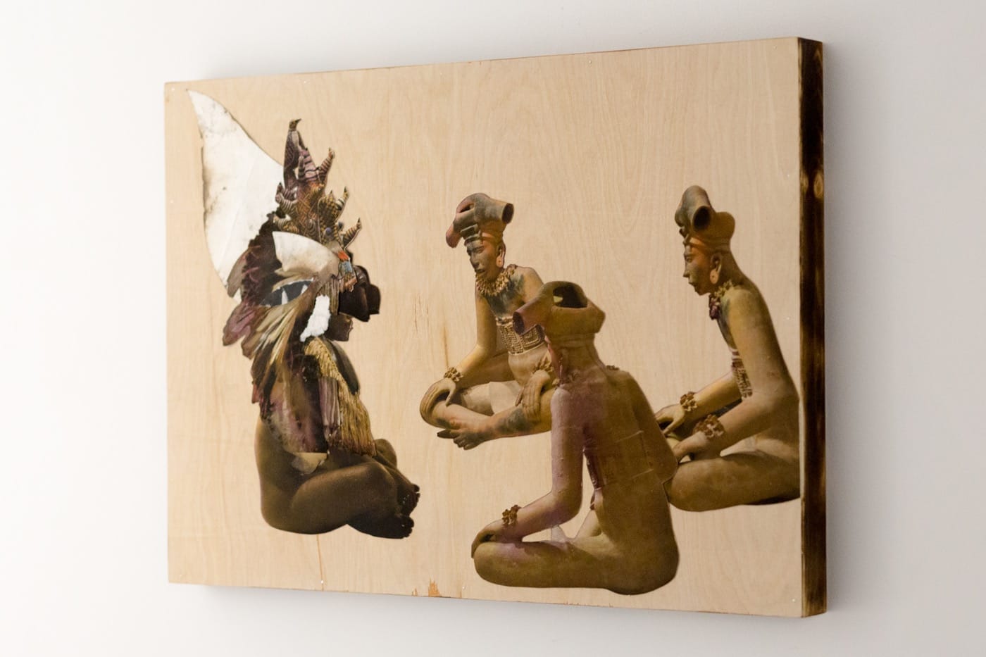 Stan Squirewell, "Shoshoni" (2016) Torched mixed media on wood 14 x 21 x 2 inches 