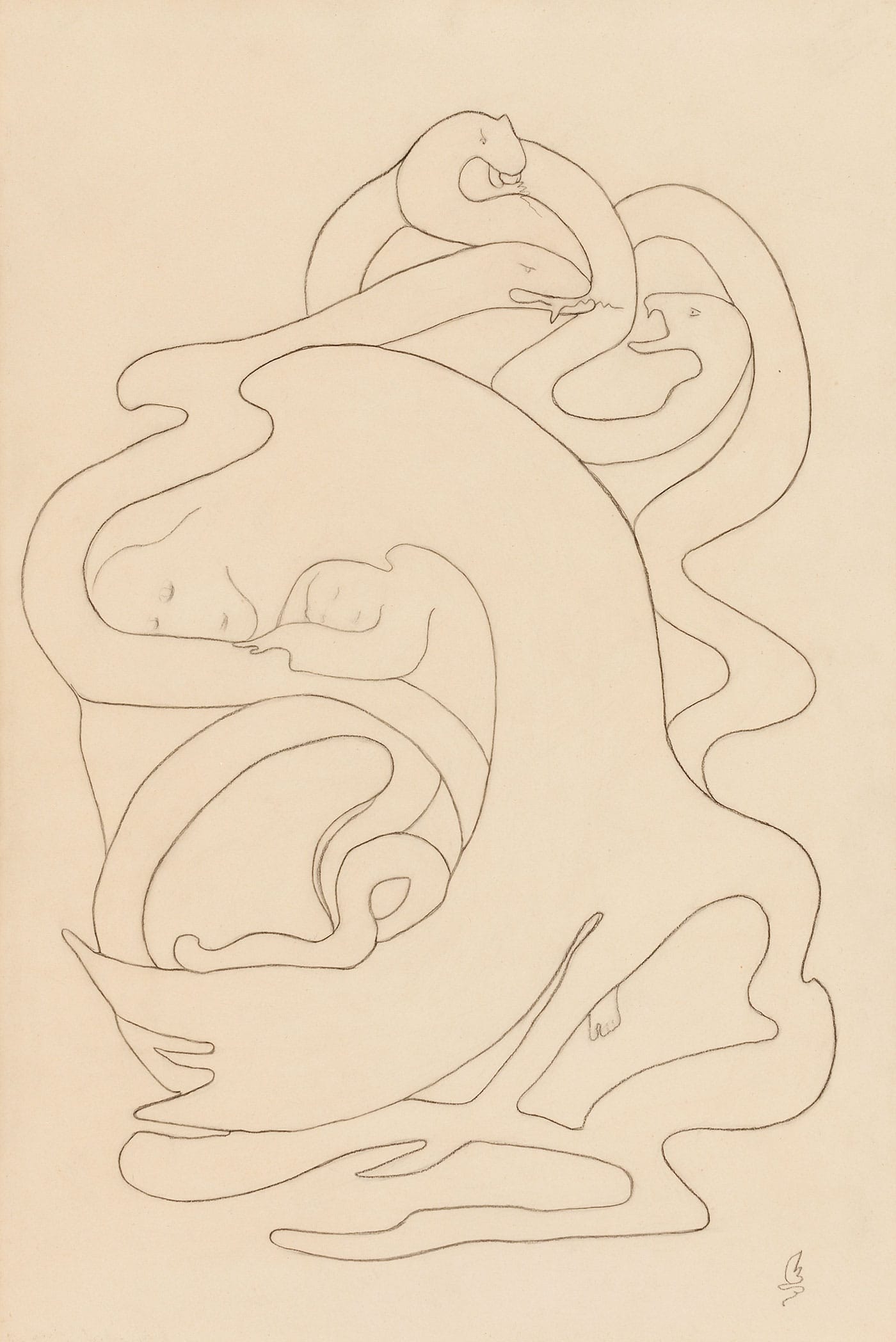 Romaine Brooks, "Unity of Good and Evil (Unite du Bien et du Mal)" (1930–34), pencil on paperboard, Smithsonian American Art Museum, gift of the artist (click to enlarge)