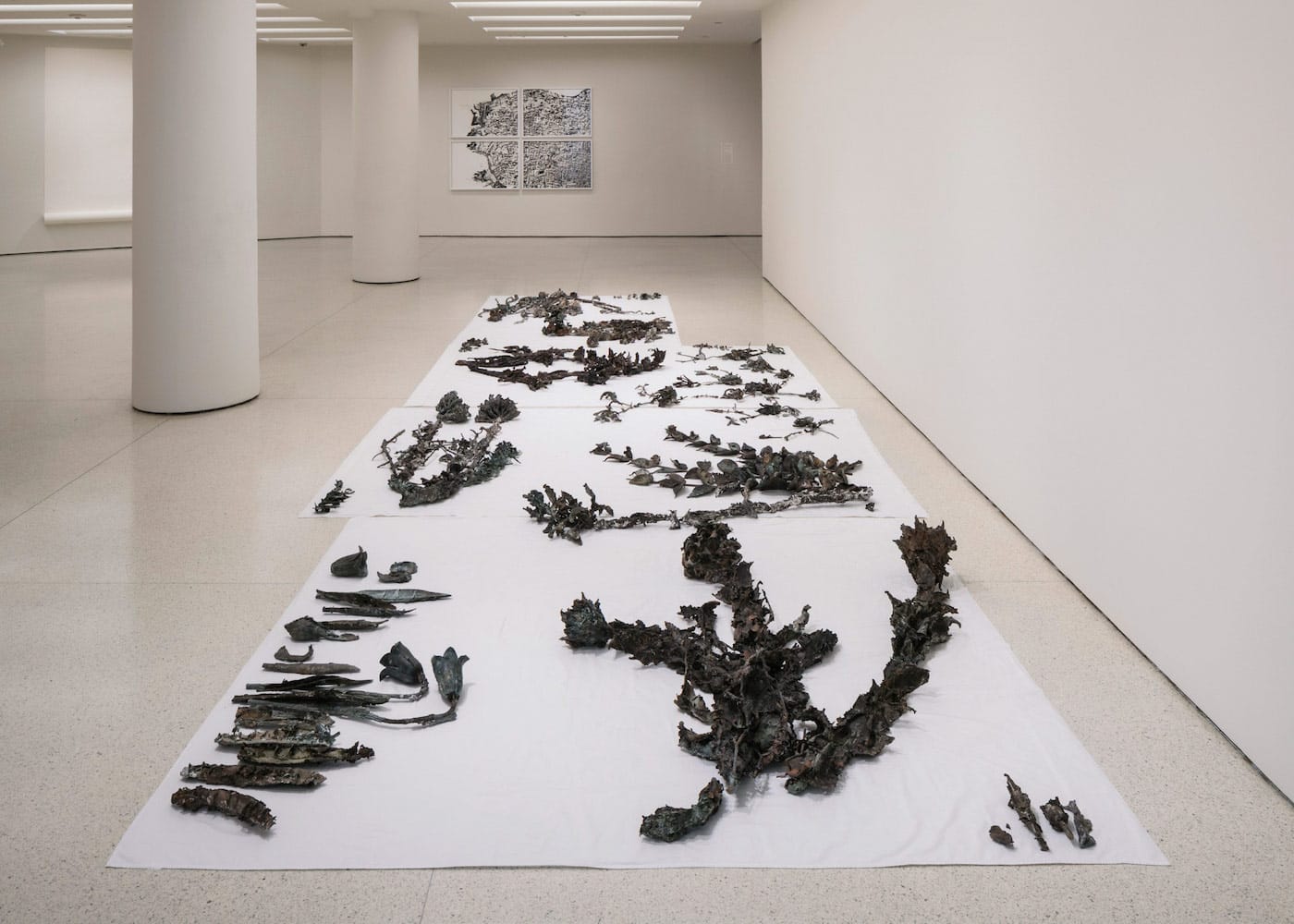 Installation view of 'But a Storm Is Blowing from Paradise: Contemporary Art of the Middle East and North Africa' at the Solomon R. Guggenheim Museum, New York