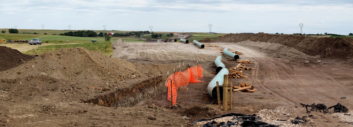 The Dakota Access Pipeline under construction in July, as seen in South Dakota (photo by Lars Plougmann/Flickr)