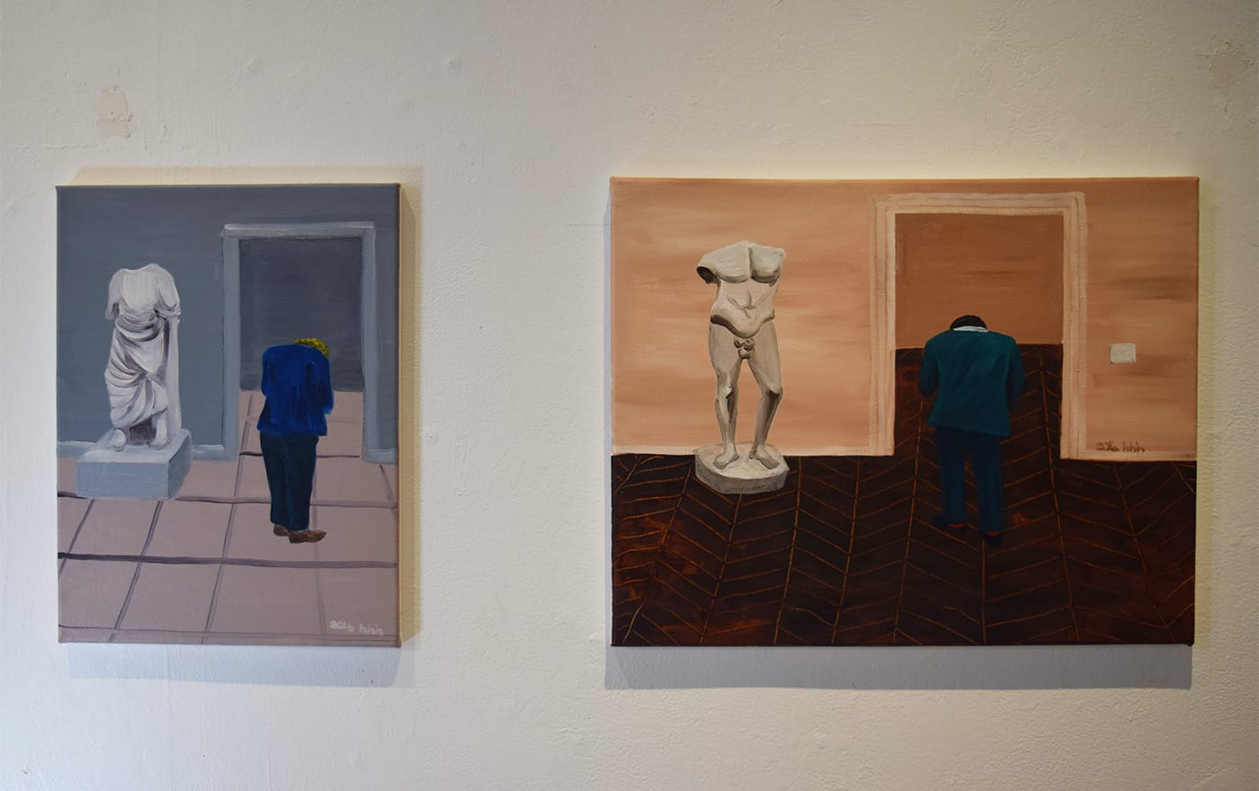 Hai-Hsin Huang, "European Wing #2" (2016, left) and "European Wing #1" (2016, right)