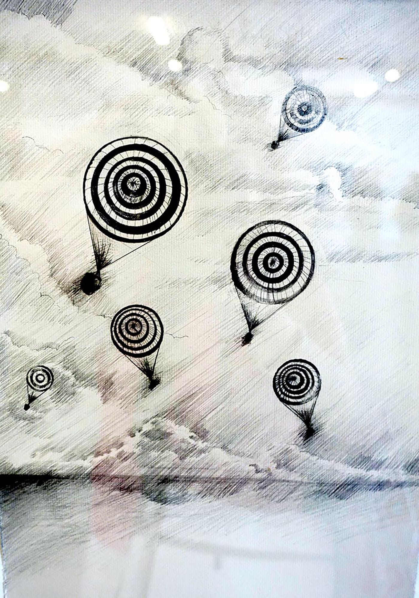 Sketch of bullseye parachutes (1990's)