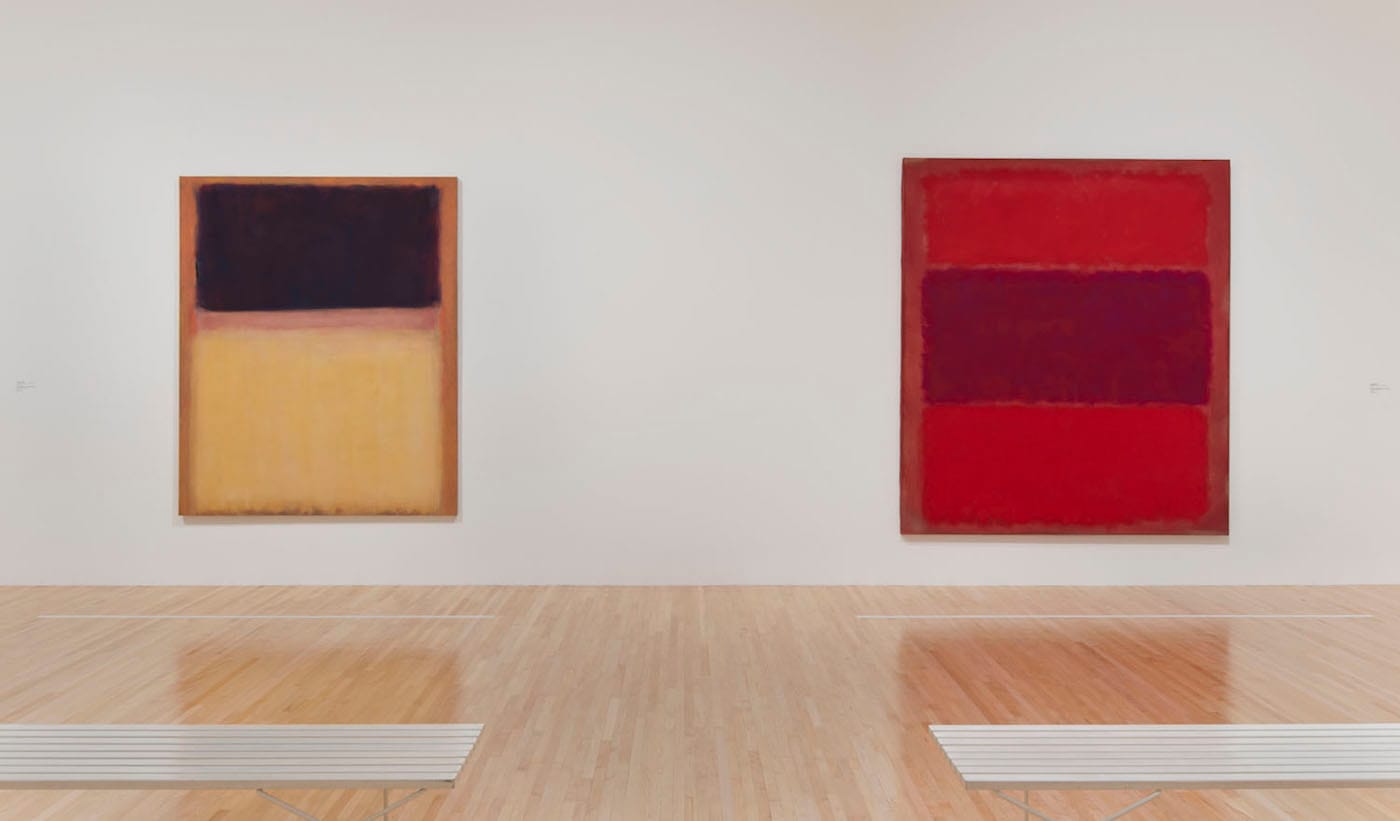 Works by Mark Rothko installed in the exhibition The Art of Our Time at The Museum of Contemporary Art, Los Angeles. Image courtesy of The Museum of Contemporary Art, Los Angeles