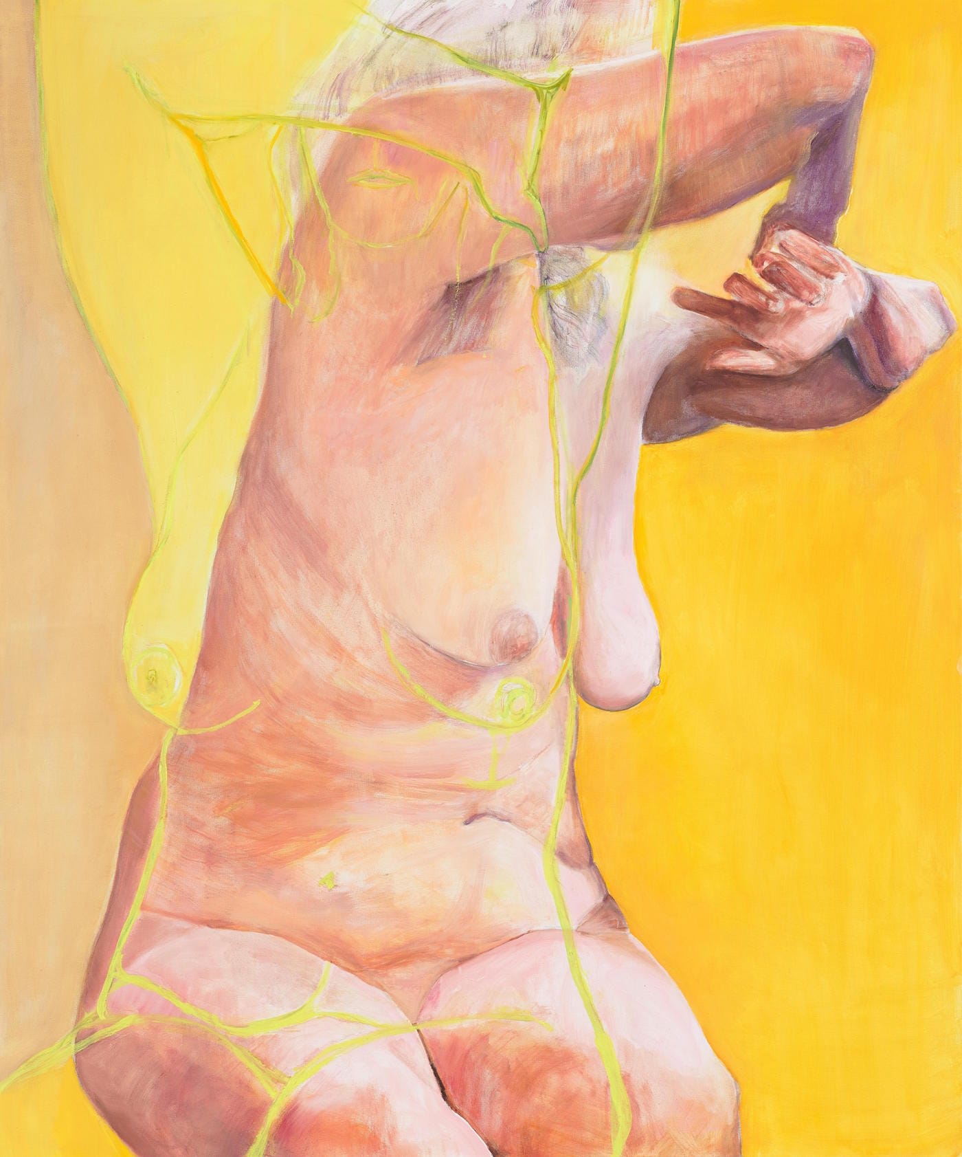 Joan Semmel, "Aura" (2016), oil on canvas, 72 x 60 in (courtesy Alexander Gray Associates, New York; © Joan Semmel/Artists Rights Society [ARS], New York)