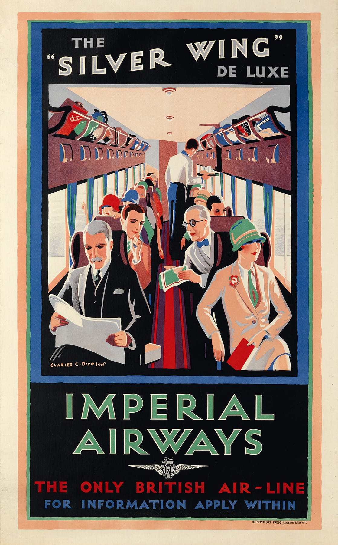 Charles C. Dickson, "Imperial Airways / The "Silver Wing" De Luxe" (c. 1927) estimate $4,000 to $6,000