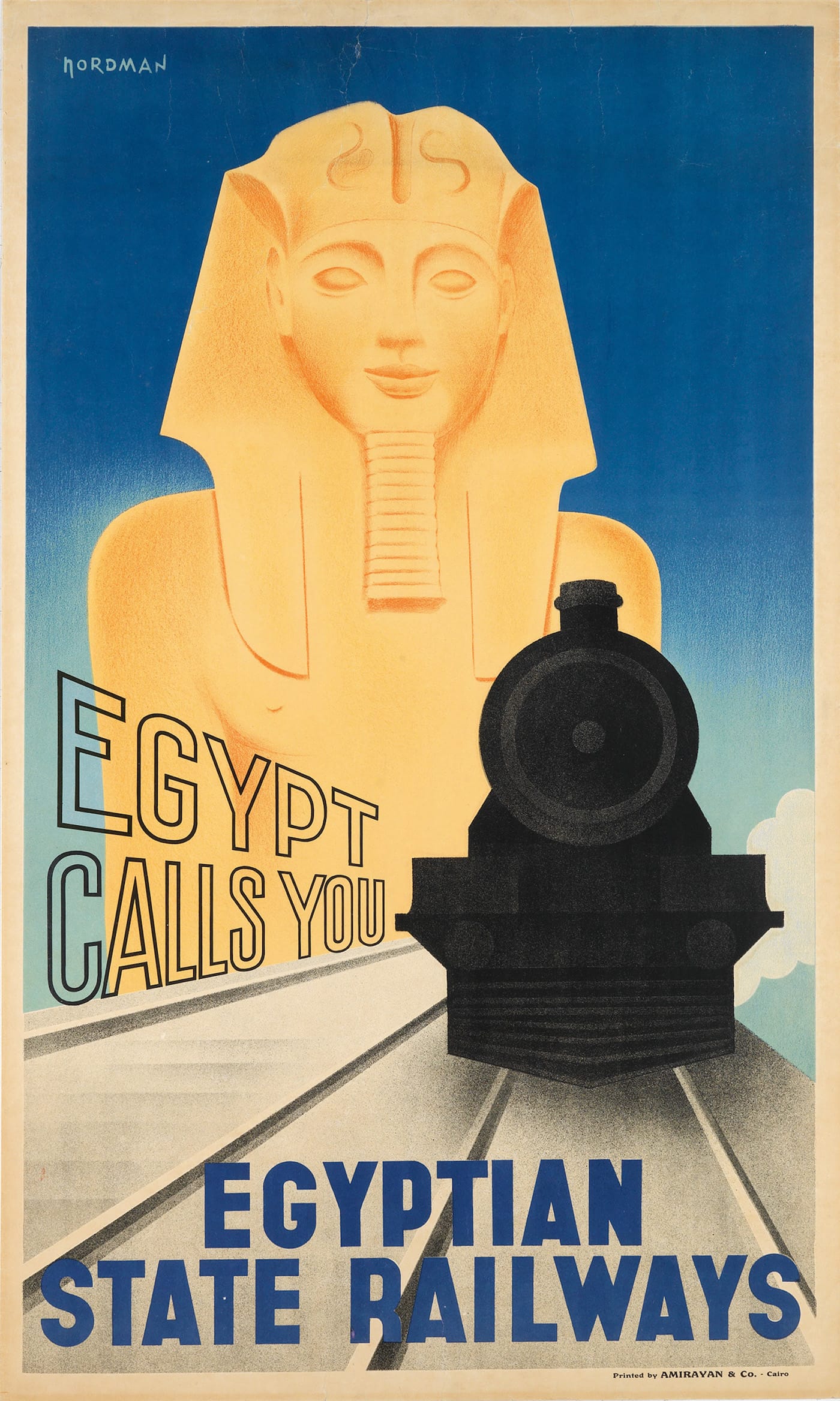 Nordman, "Egypt Calls You / Egyptian State Railways" (c. 1930), estimate $800 to $1,200.