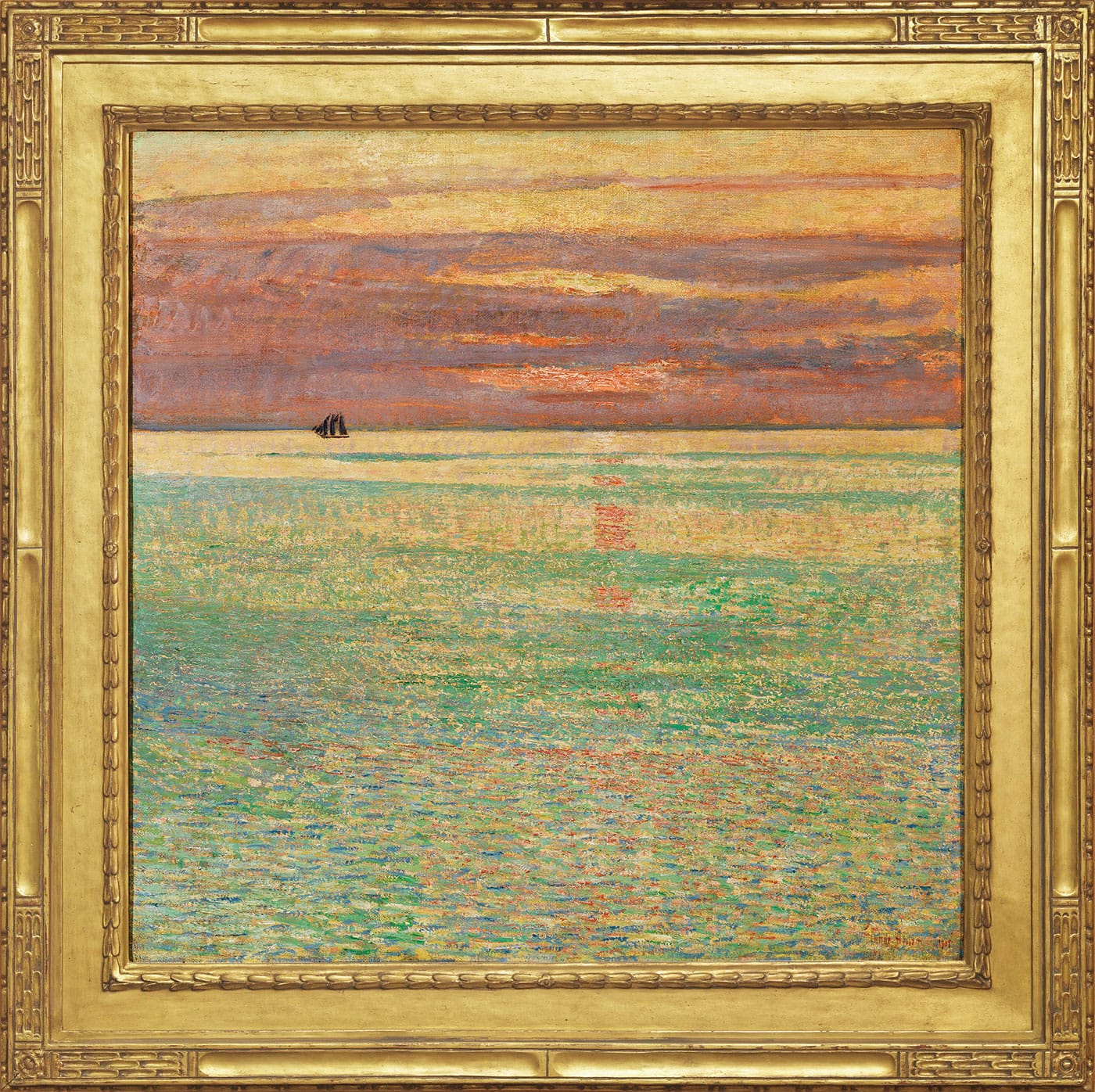 Childe Hassam, “Sunset at Sea” (1911), oil on canvas, private collection (photo by Clements/Howcroft, image courtesy Brock & Co., Concord, Mass) 