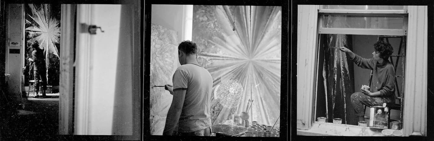 Burchard contact sheet: DeFeo and Burchard in studios