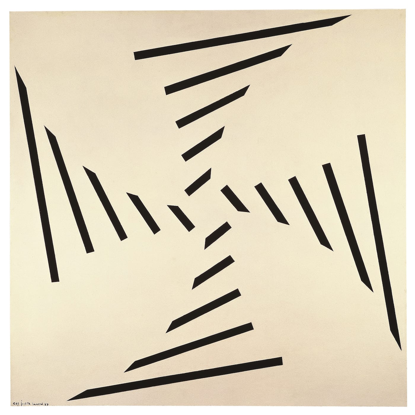 Judith Lauand, "Concrete 61" (1957), synthetic polymer paint on wood, 23 5/8 x 23 5/8 in