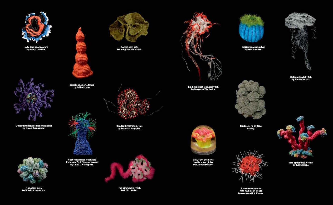Work from the Institute For Figuring's "Crochet Coral Reef" project (2005-ongoing) (courtesy the Institute For Figuring)