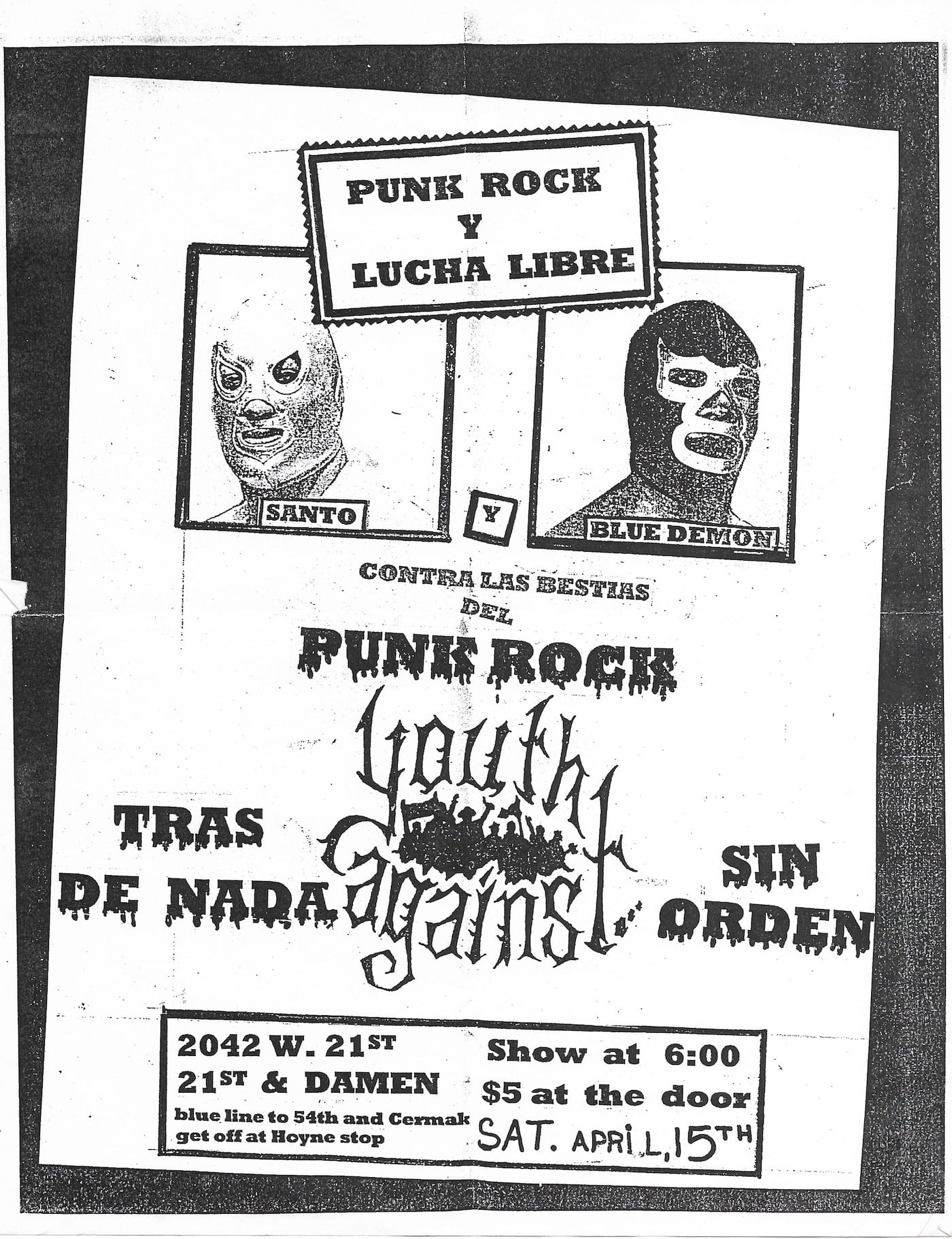 A flyer for a Los Crudos performance (courtesy Martin Sorrondeguy)