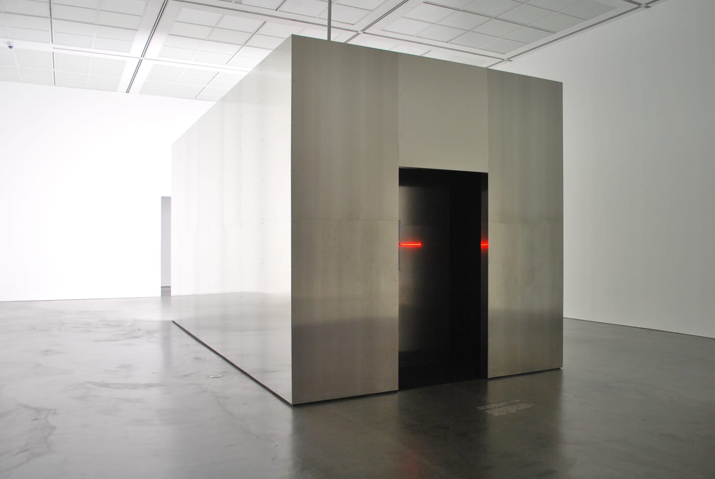 Alfredo Jaar, "" (2) installation shot from back.