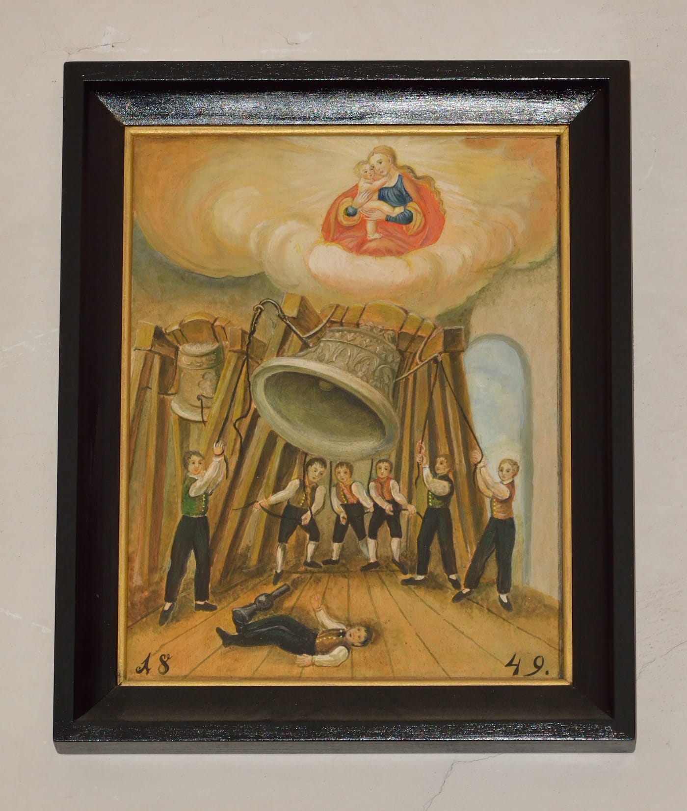 Austrian ex voto from 1849 for an accident with a bell (via Uoaei1/Wikimedia)