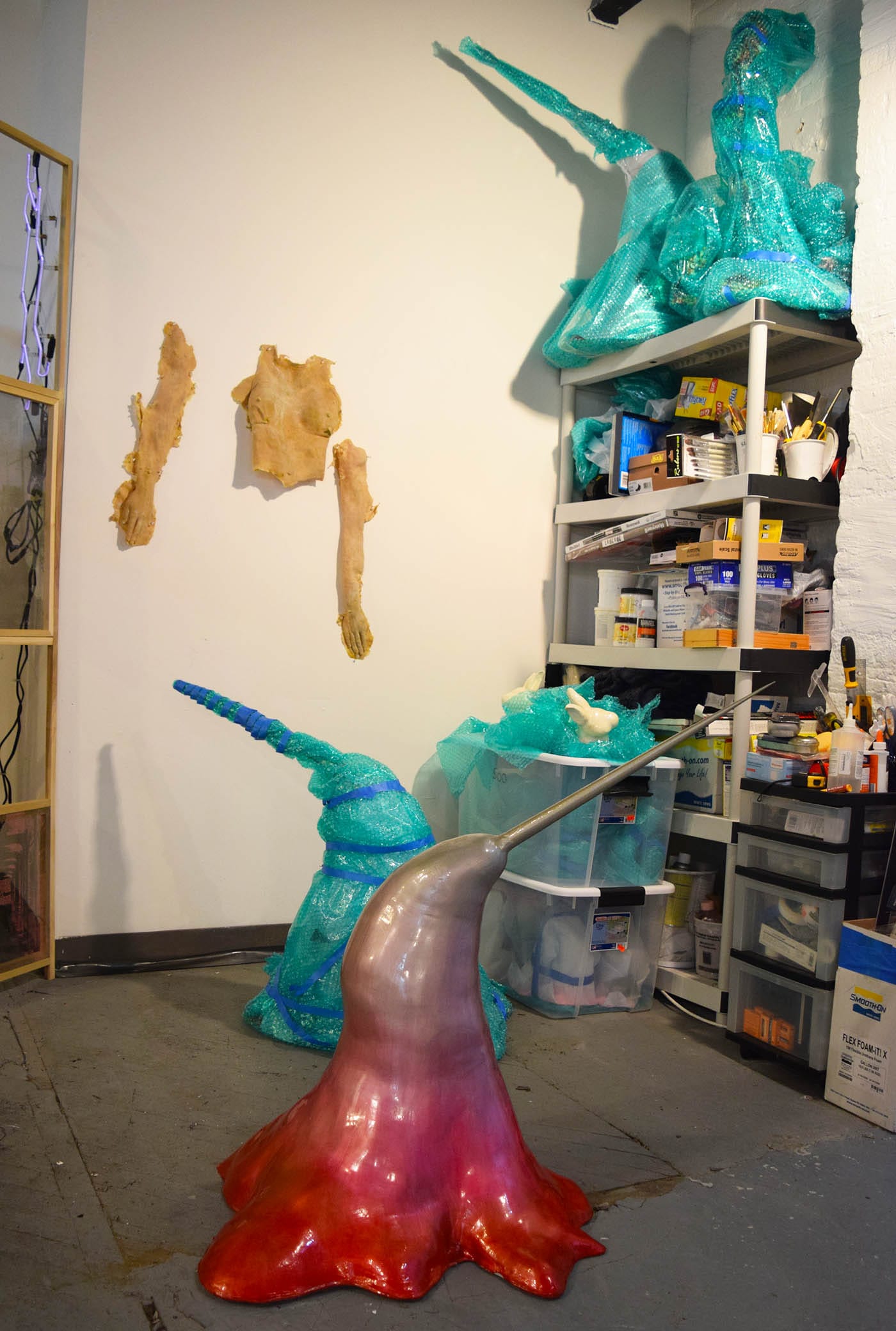 Works by Soo Yun in her studio at 540 President Street