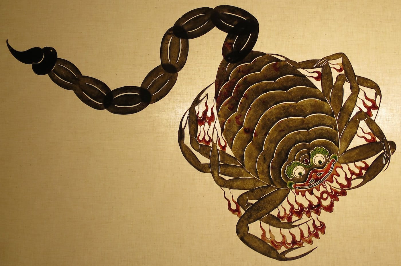 Shadow puppet of a magical scorpion from the play <em>Classic of the Land and Sea</em>, Shaanxi Province, 19th century, Lin Liu-Hsin Museum (image by Hiart via Wikimedia Commons)