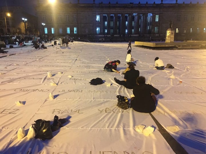 Doris Salcedo, “Sumando Ausencias” (2016) at Plaza de Bolivar, Bogotá, Colombia (photo by Felipe Arturo)