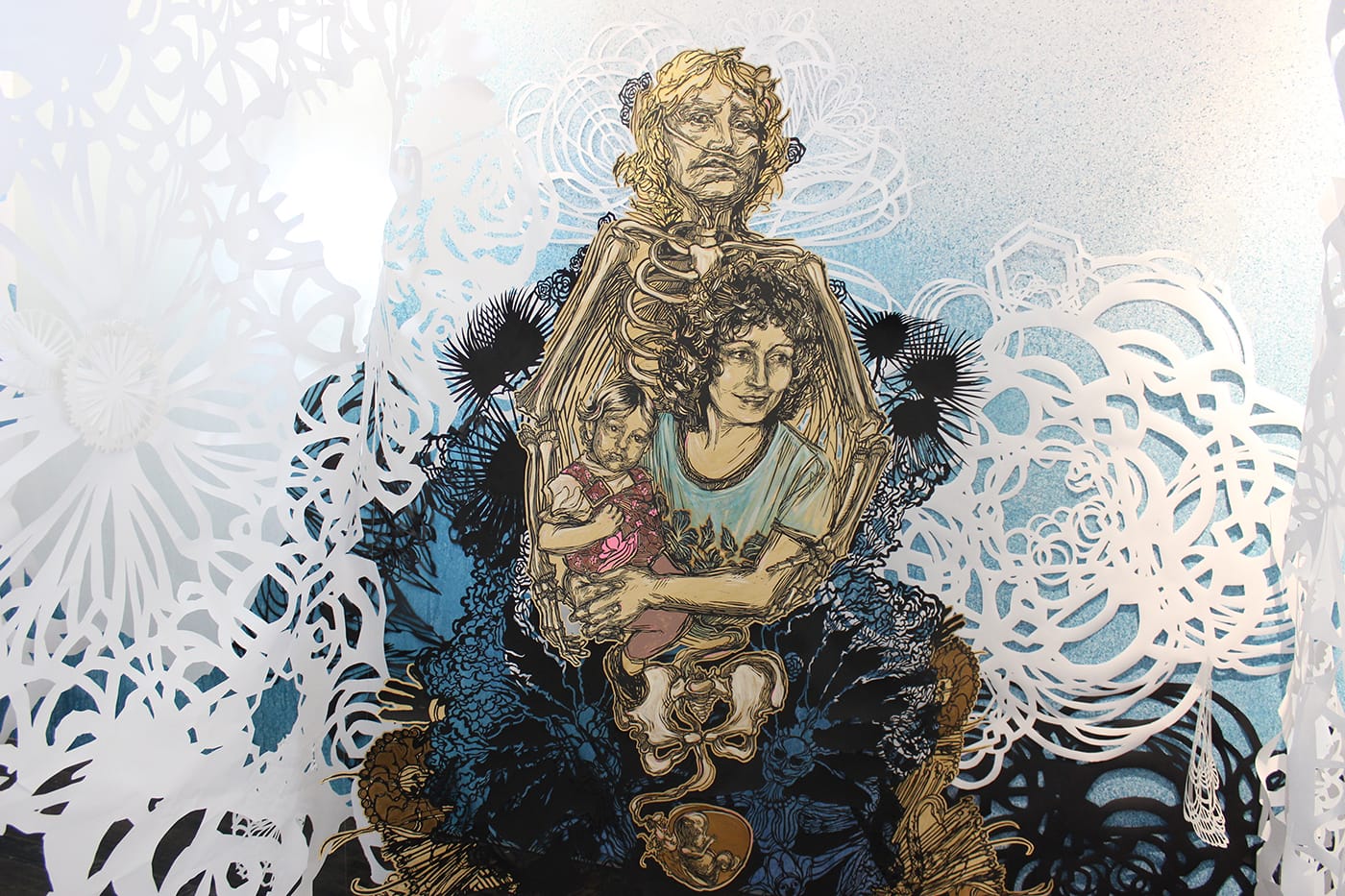 Caledonia Curry's portrait of her mother, inspiration for The Light After at Library Street Collective. All photos by the author for Hyperallergic.