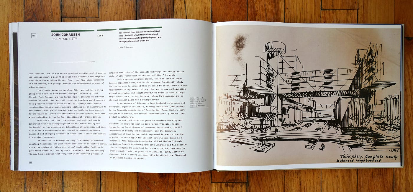 Pages from 'Never Built New York' (photo by the author for Hyperallergic)