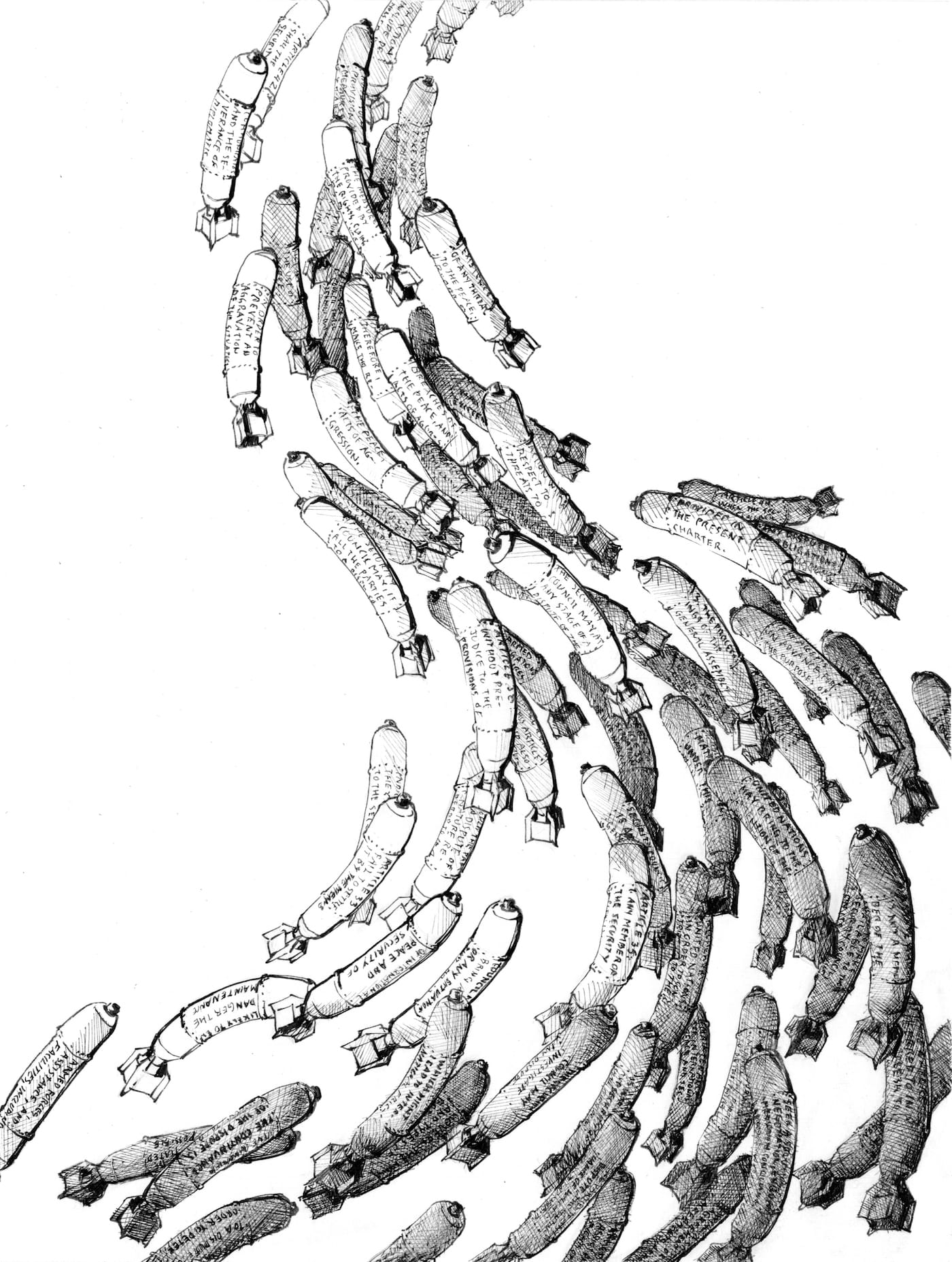 David Opdyke, "Higher Calling" (2016), ink on paper, 9 x 12 in