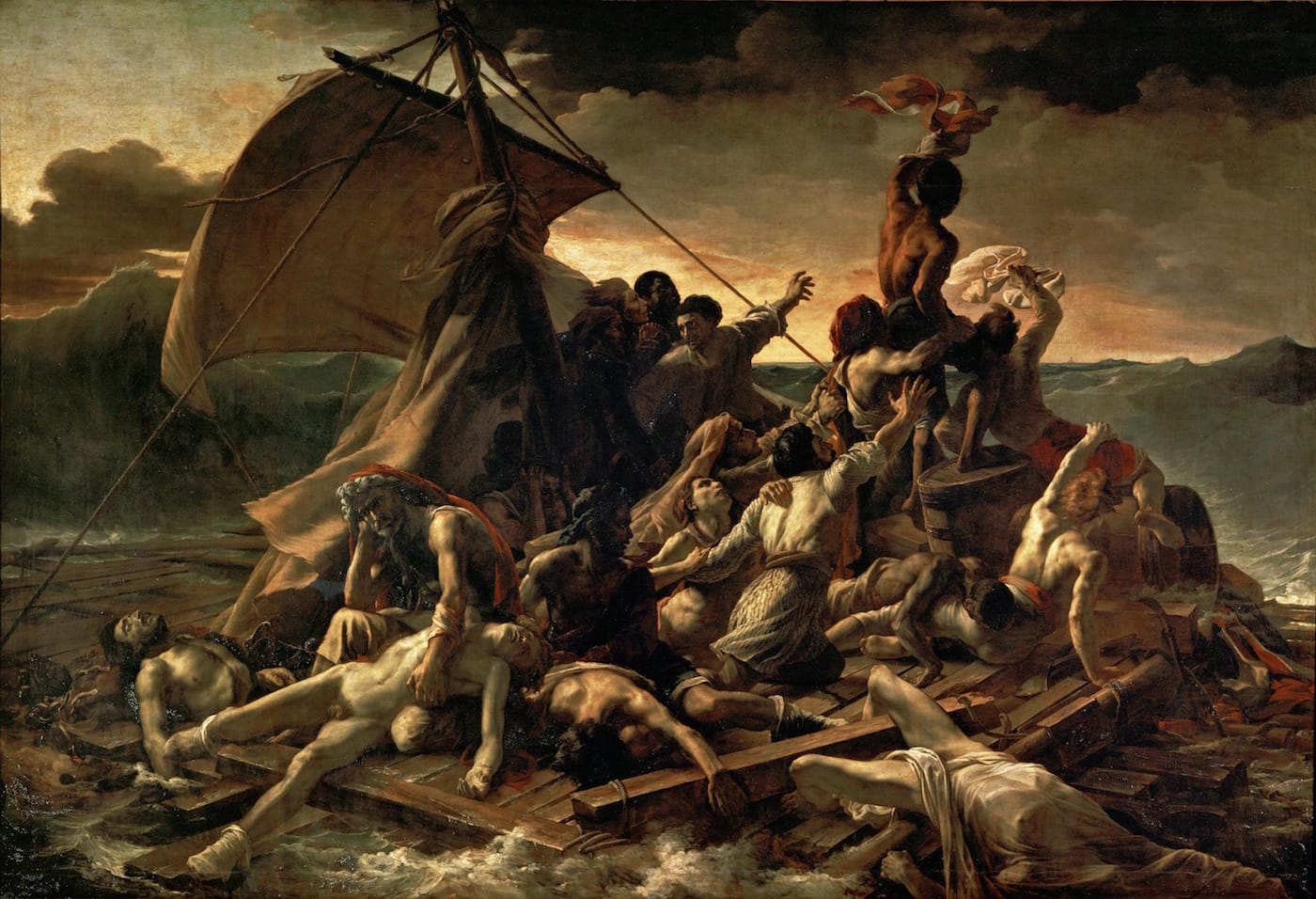 Théodore Géricault, "The Raft of the Medusa" (1818-19), oil on canvas, 193.3 × 281.9 inches (via Louvre Museum/Wikimedia)