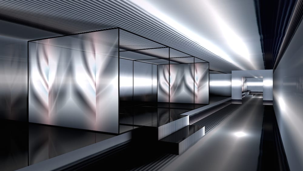 Sabrina Ratté, "Immeuble-Villas II" (2016), dye sublimation print on aluminum with video augmentation (via youngprojectsgallery.com)