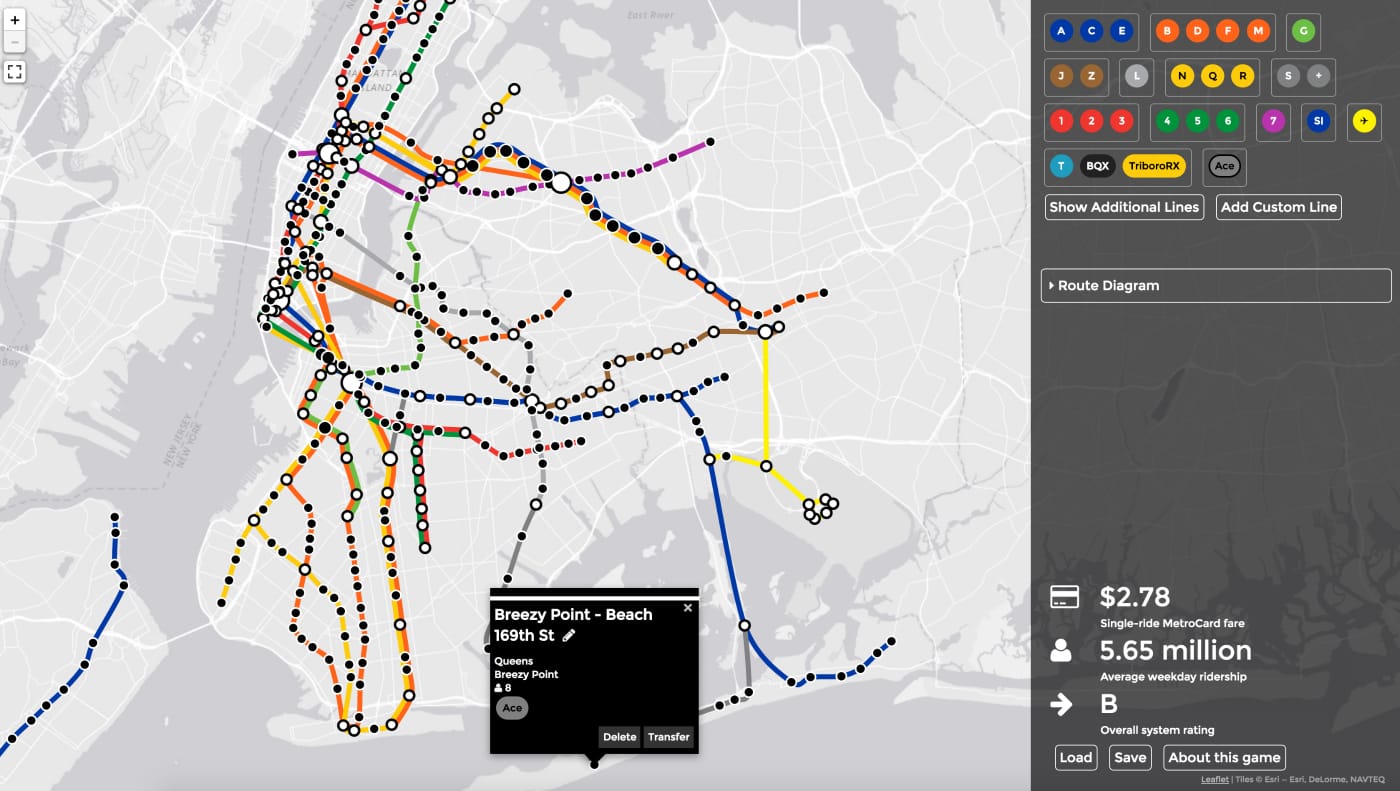 Playing “Brand New Subway” by Jason Wright (screenshot by the author for Hyperallergic)