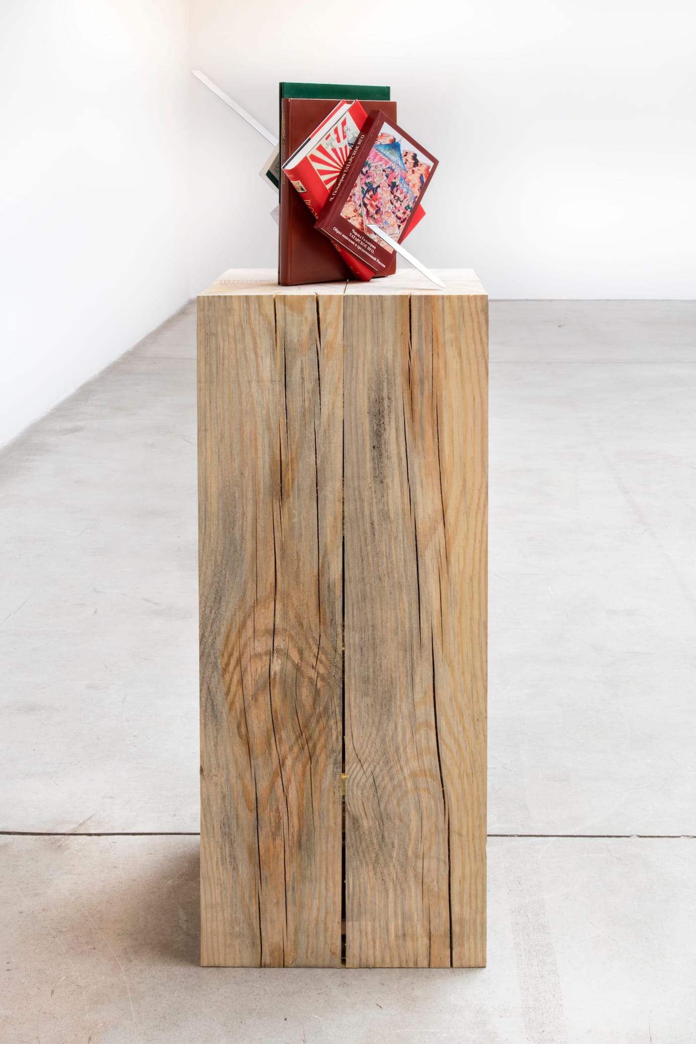 Slavs and Tatars, "Kitab Kebab: The Dairy Horde (2016) books, metal kebab skewer 14 x 11 3/8 x 22 1/2 in (click to enlarge)