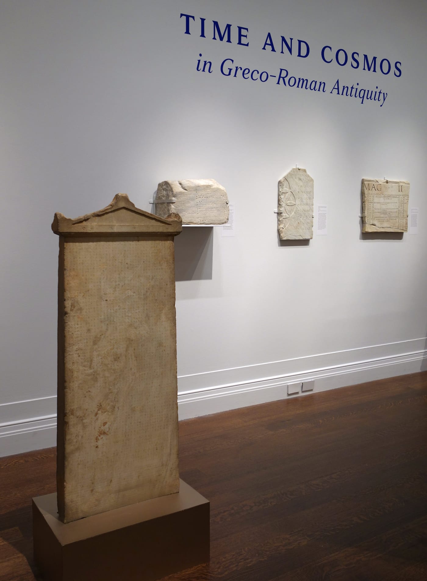 Installation view of 'Time and Cosmos in Greco-Roman Antiquity' at the Institute for the Study of the Ancient World (photo by the author for Hyperallergic)