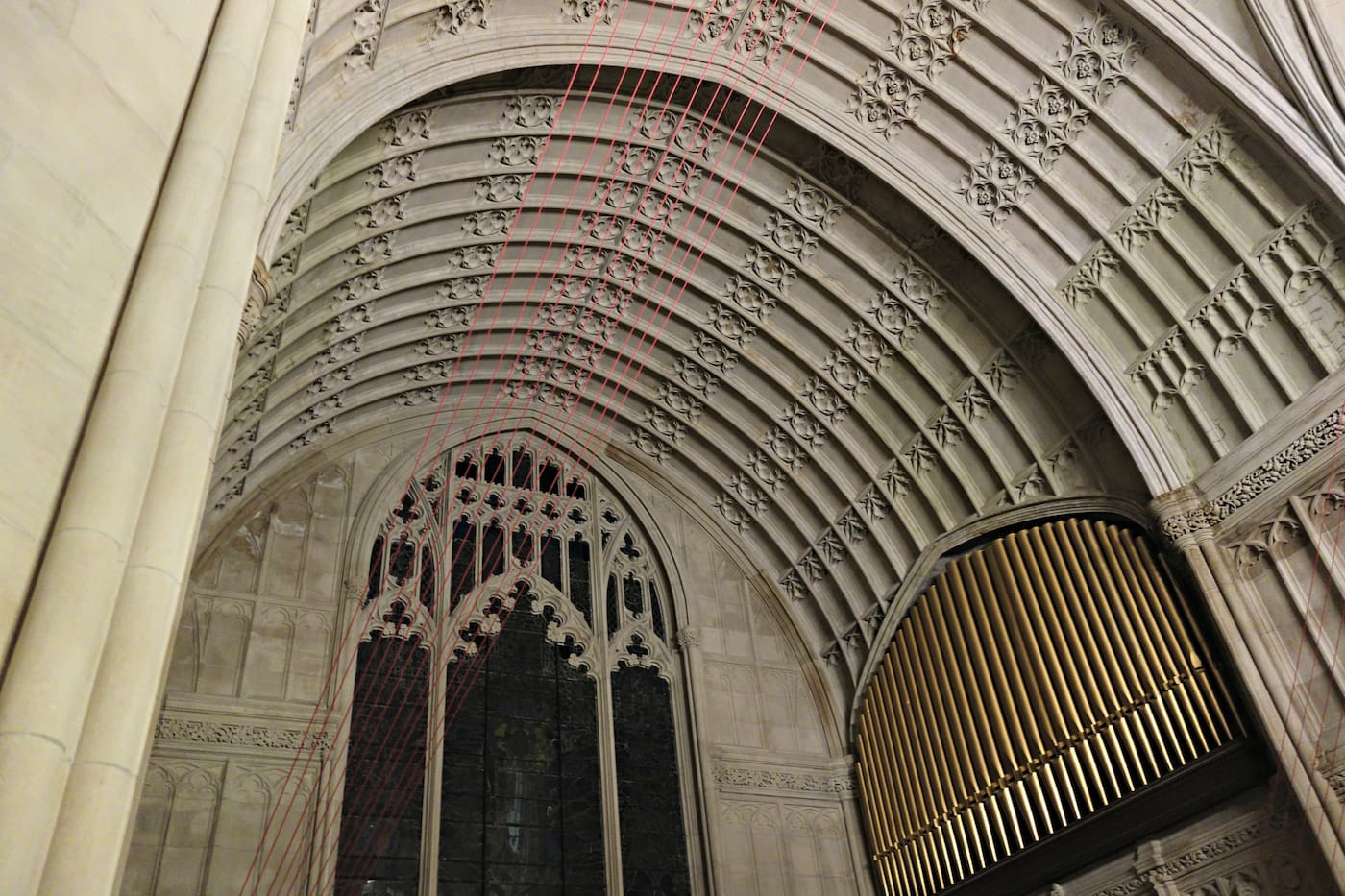 Installation view of 'unSeen Green' by Aaron Asis in the Green-Wood Cemetery Chapel