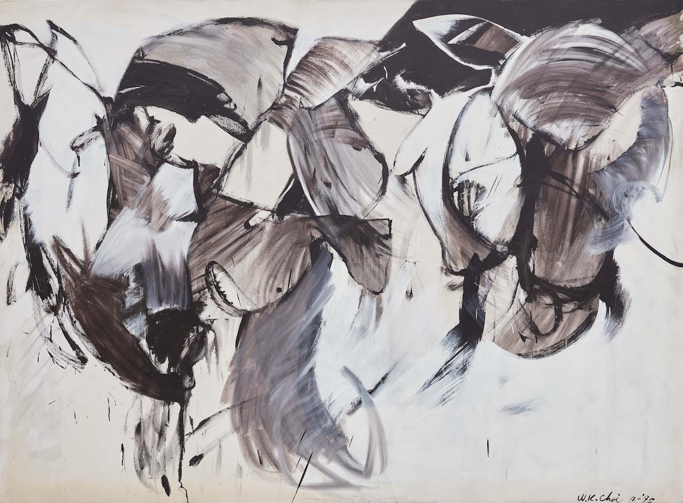 Wook-kyung Choi, "This is what you see" (1975), acrylic on canvas (courtesy of the artist’s estate and Kukje Gallery; image provided by Kukje Gallery)