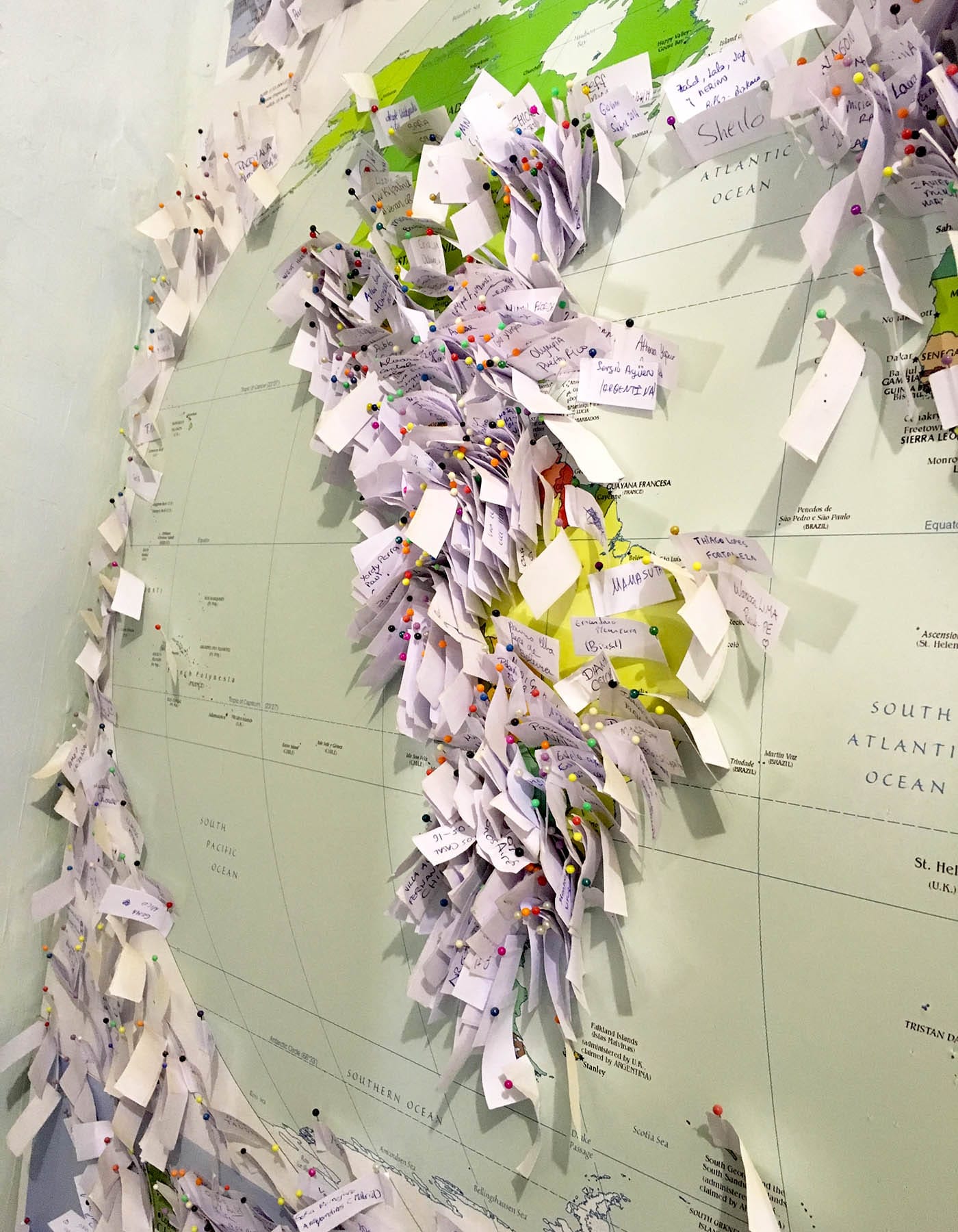 Many visitors came from the Americas. Some left little flags with their names on them on the world map in the gift shop.