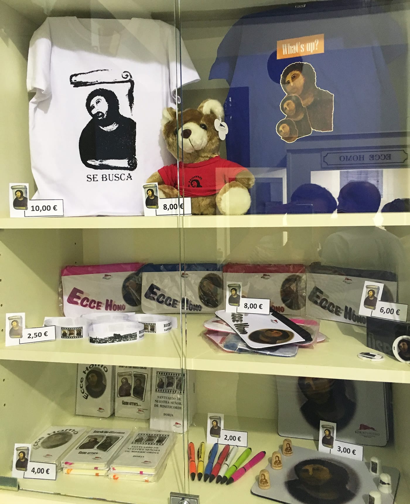 There was even a T-shirt with three (!) Monkey Jesuses on it. It read: "What’s up?" Another one featured a Monkey Jesus mug shot that read: "Wanted."