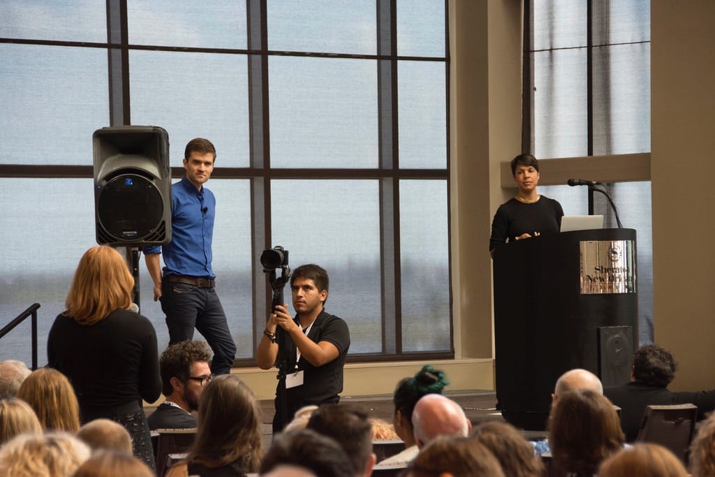 Catherine Bracy takes questions after her keynote address at MCN 2106