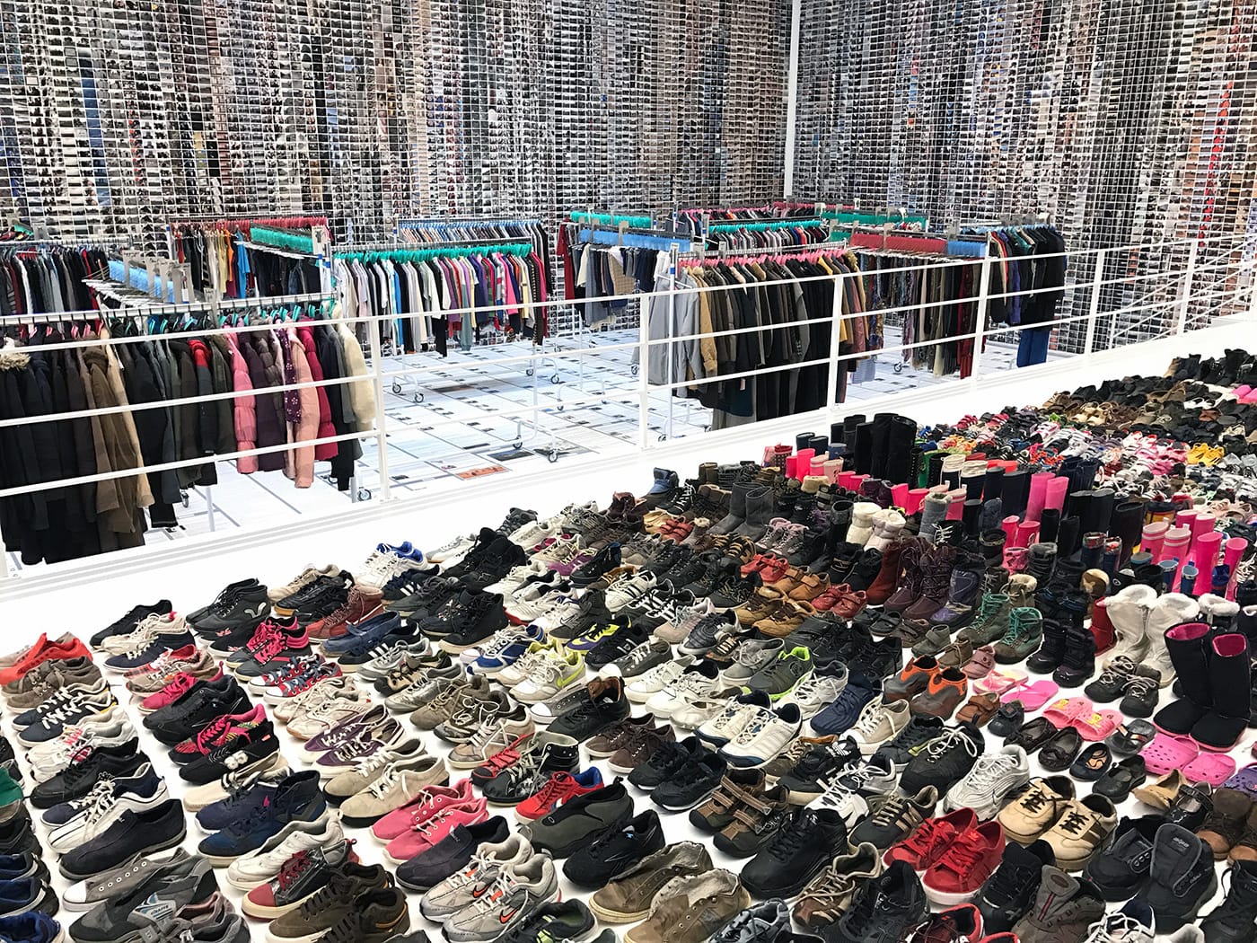 An installation view of Ai Weiwei's Laundromat exhibition at the Jeffrey Deitch Project space on Wooster Street (all photos by the author for Hyperallergic)