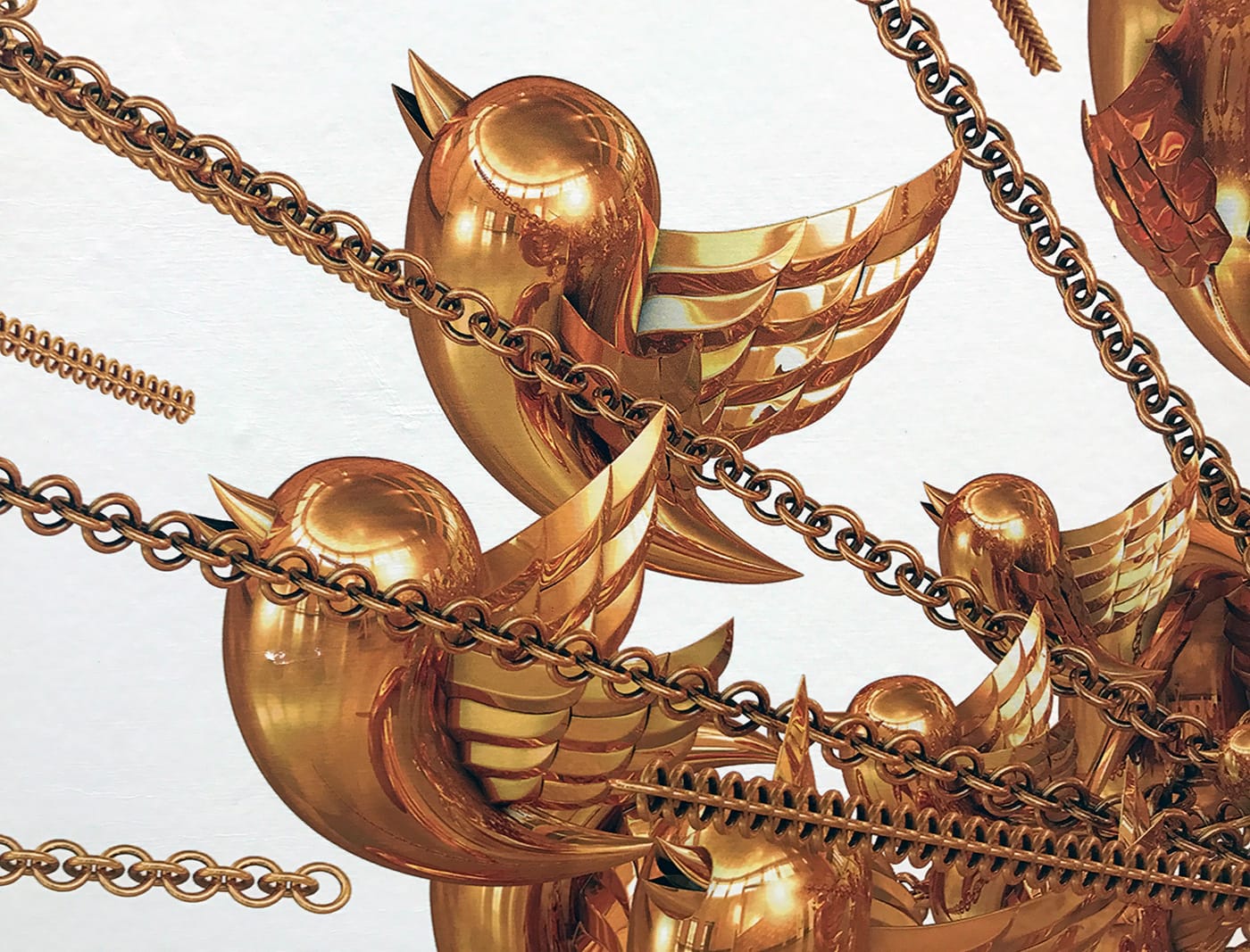 A detail of the golden wallpaper reveals another mysterious room