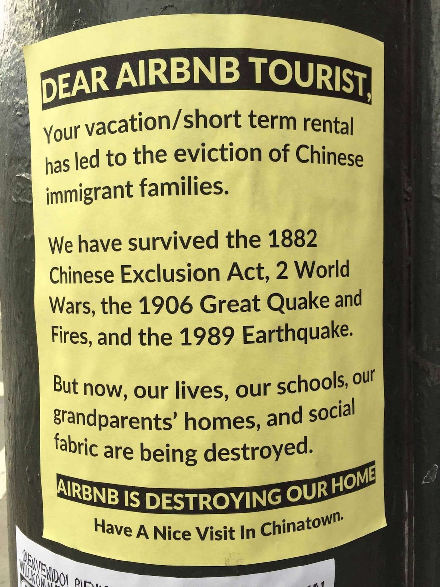 An anti-Airbnb flyer in San Francisco (photo by Leigh Blackall/Flickr)