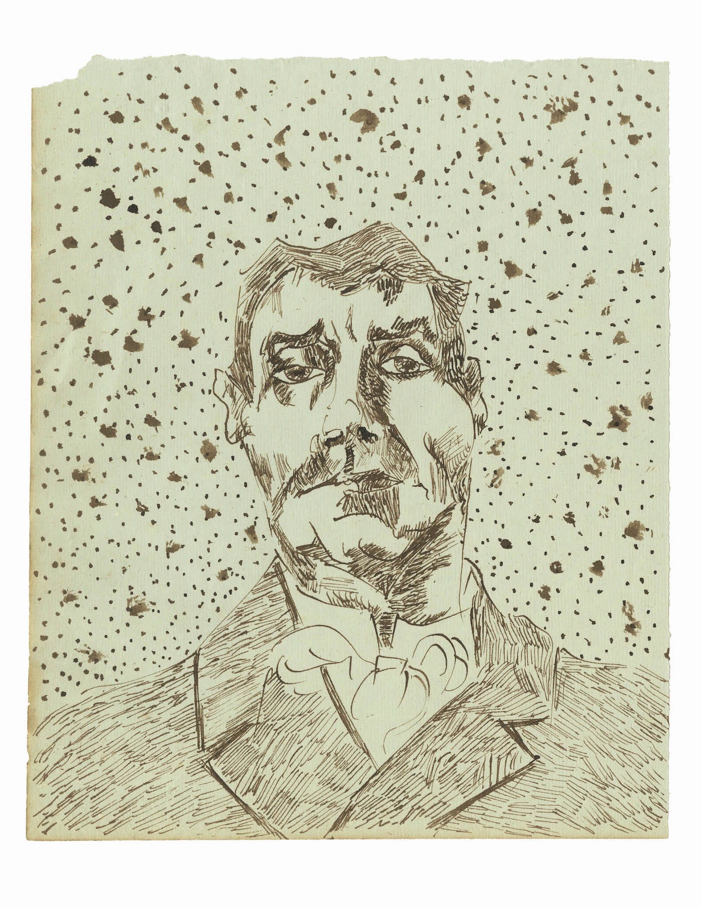 "Joseph Ginoux II" (early December, 1888), one of 65 drawings attributed to Vincent van Gogh and published in the forthcoming title, Vincent van Gogh: The Lost Arles Sketchbook 