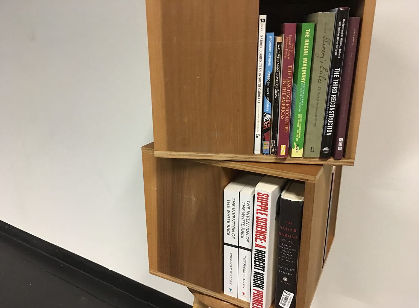 Some of the books in the small library that is part of BROOKLYN REZOUND.