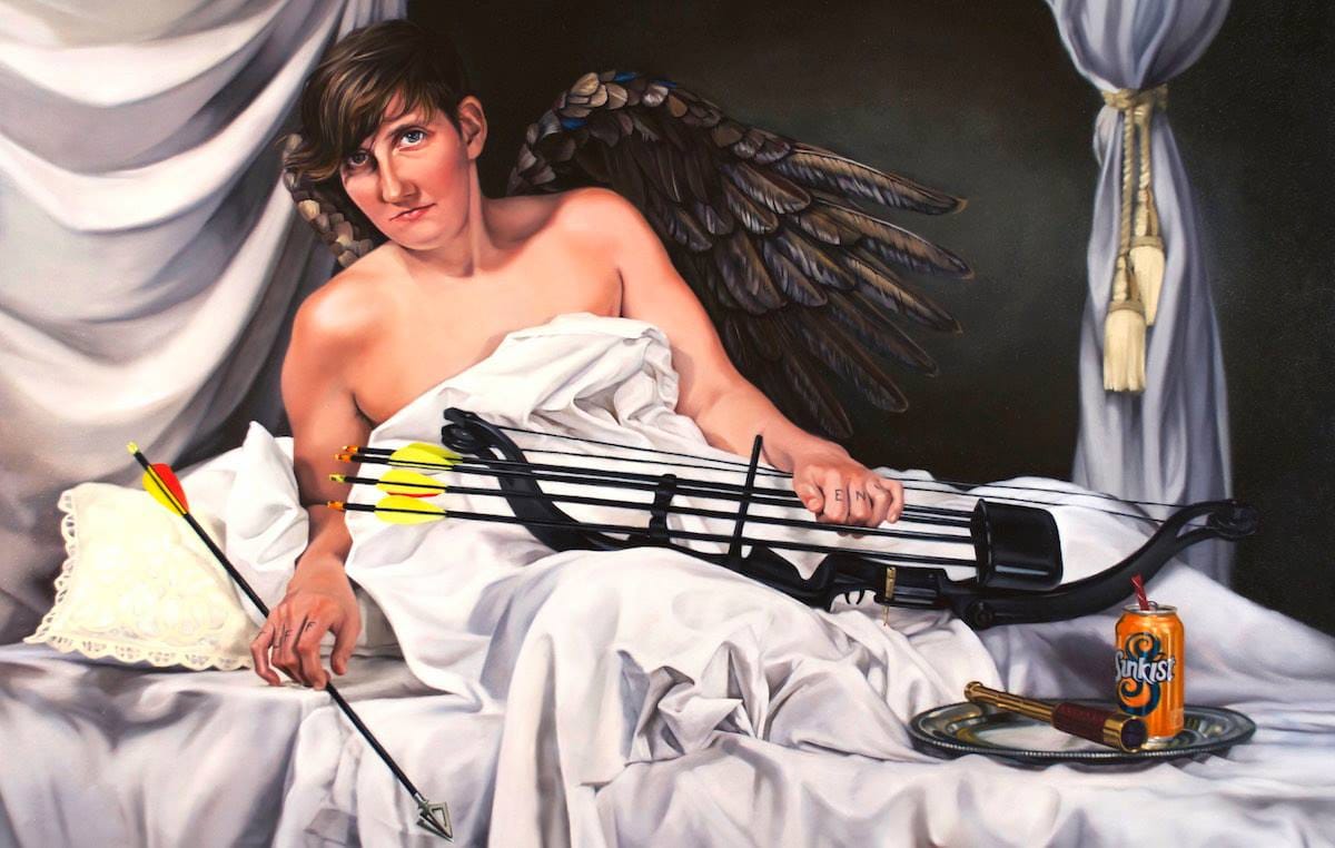 Amanda Kirkhuff, "Cupid"(2016), oil on canvas, 60 x 48 inches (via facebook)
