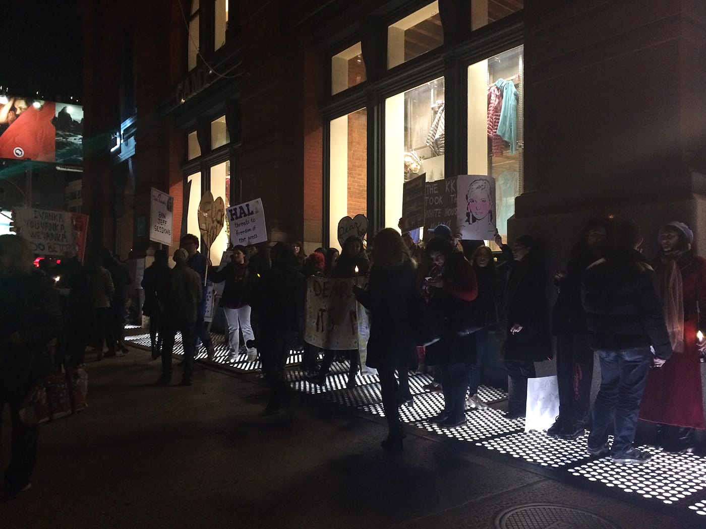 #DearIvanka protestors outside the Puck Building