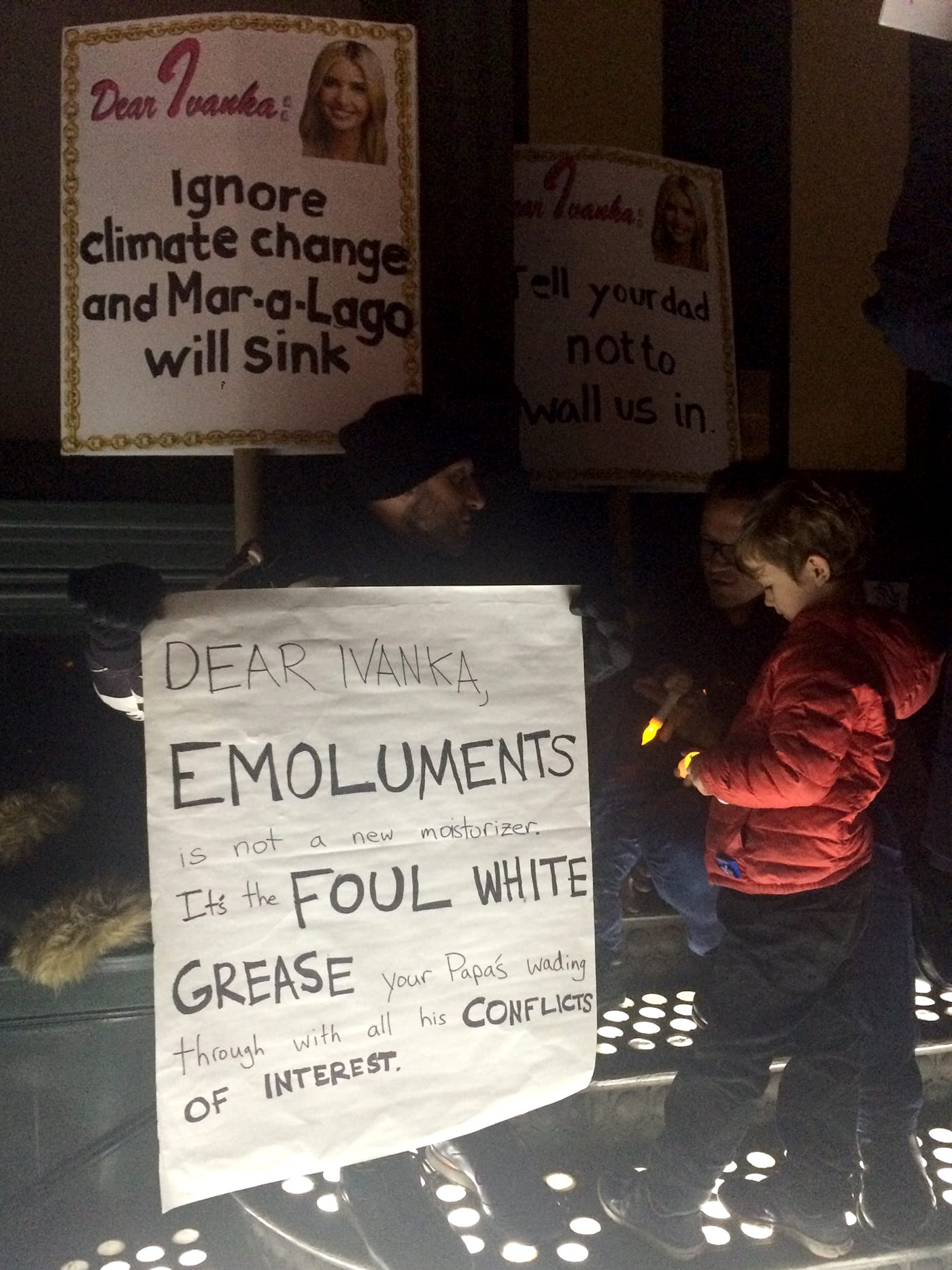 #DearIvanka protestors outside the Puck Building