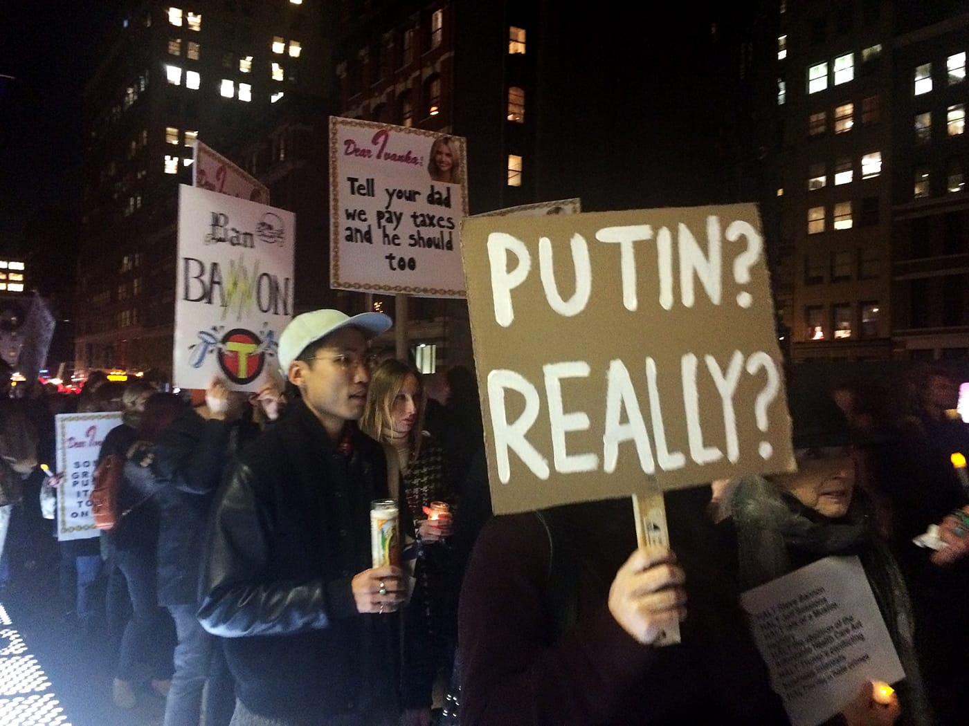 #DearIvanka protestors outside the Puck Building
