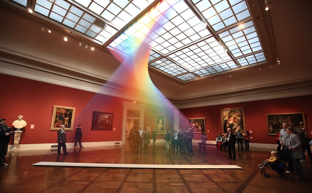 Artist Gabriel Dawe created this ethereal-looking rainbow in the Toledo Museum of Art’s Great Gallery. (via Colossal)