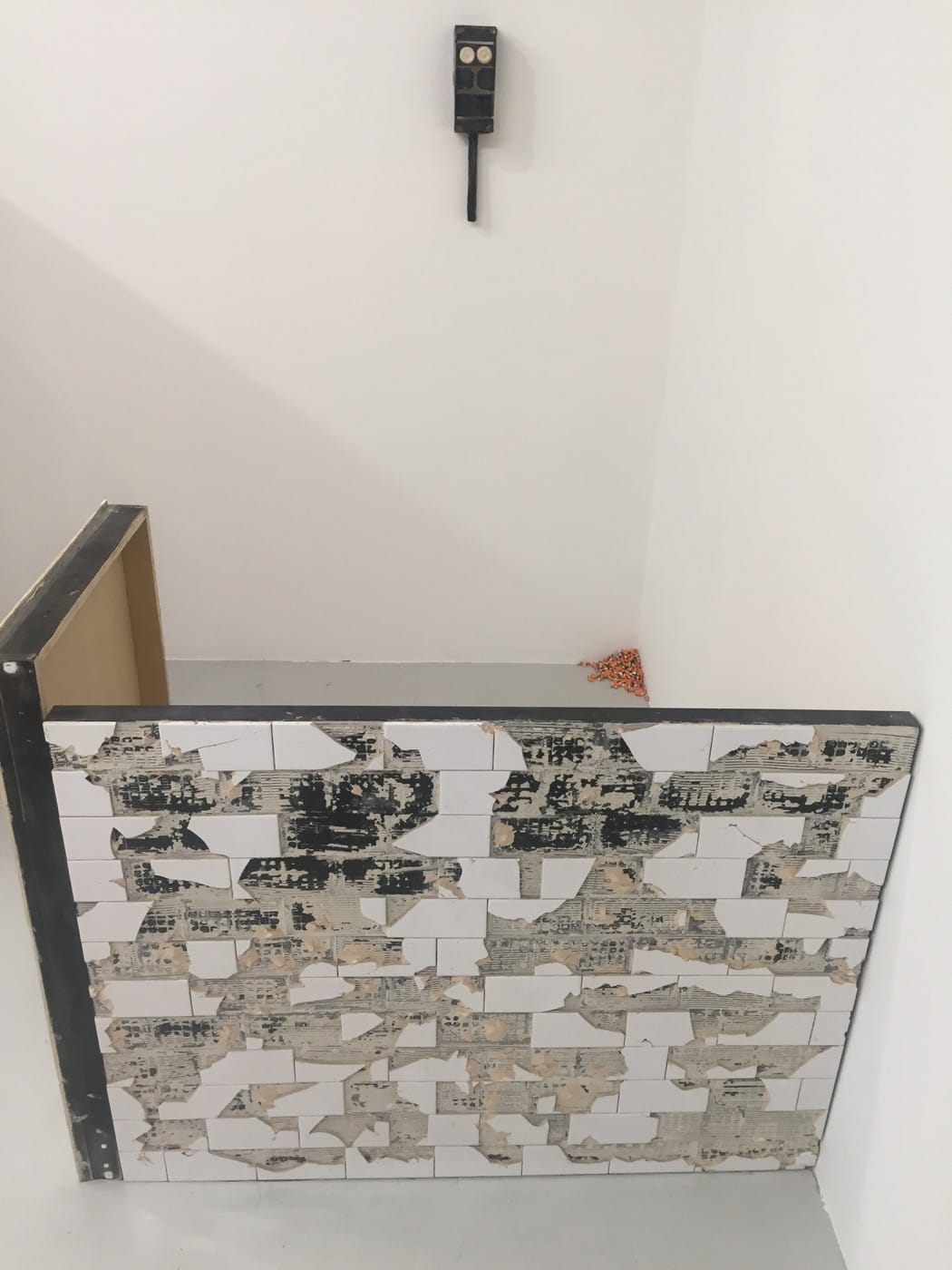 Installation view with hand-built ceramics