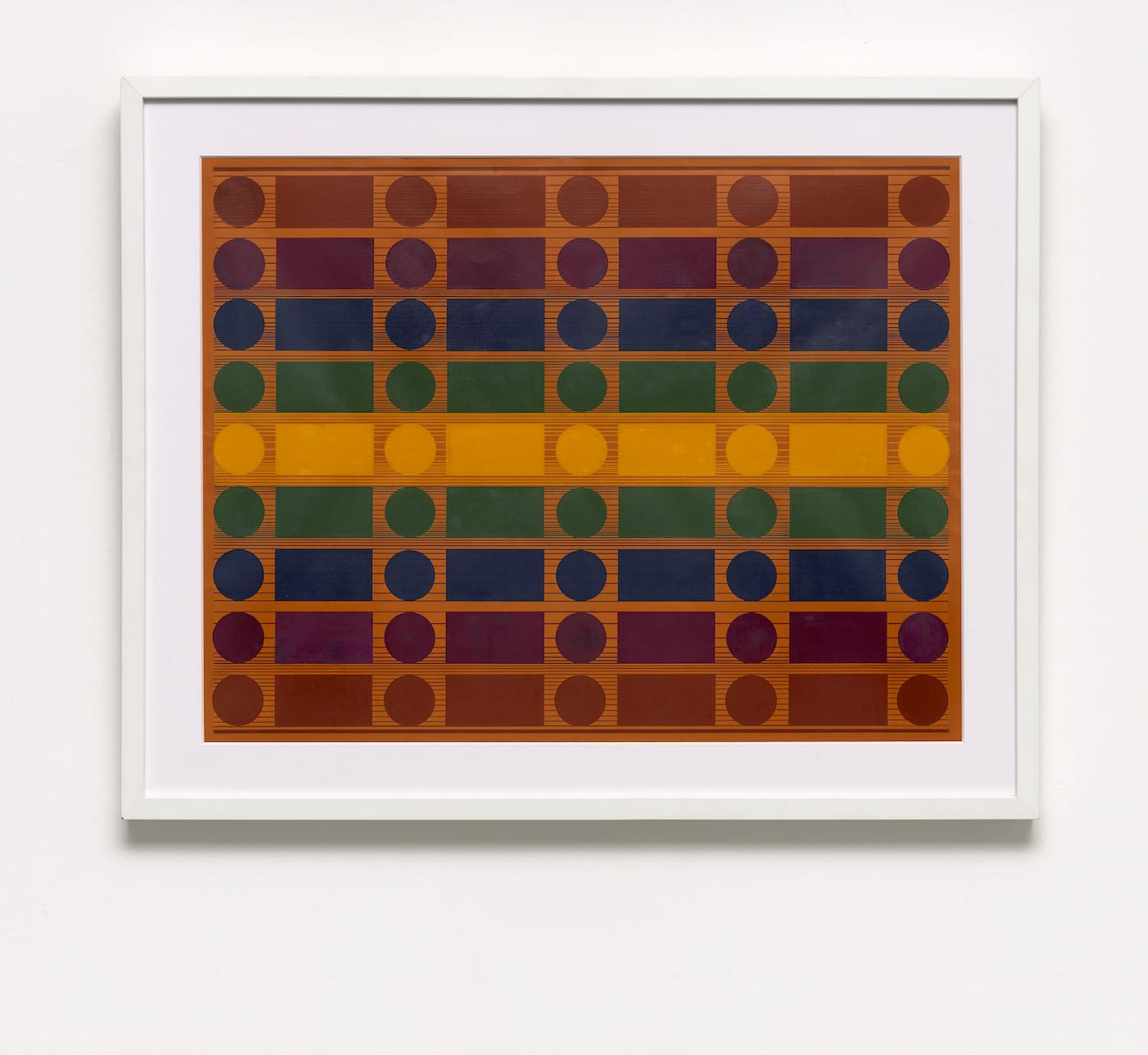 Loló Soldevilla, "Repercusión por el color" (1957), mixed media on paper, 18 1/8 x 24 in (courtesy David Zwirner, New York/London and TRESART)