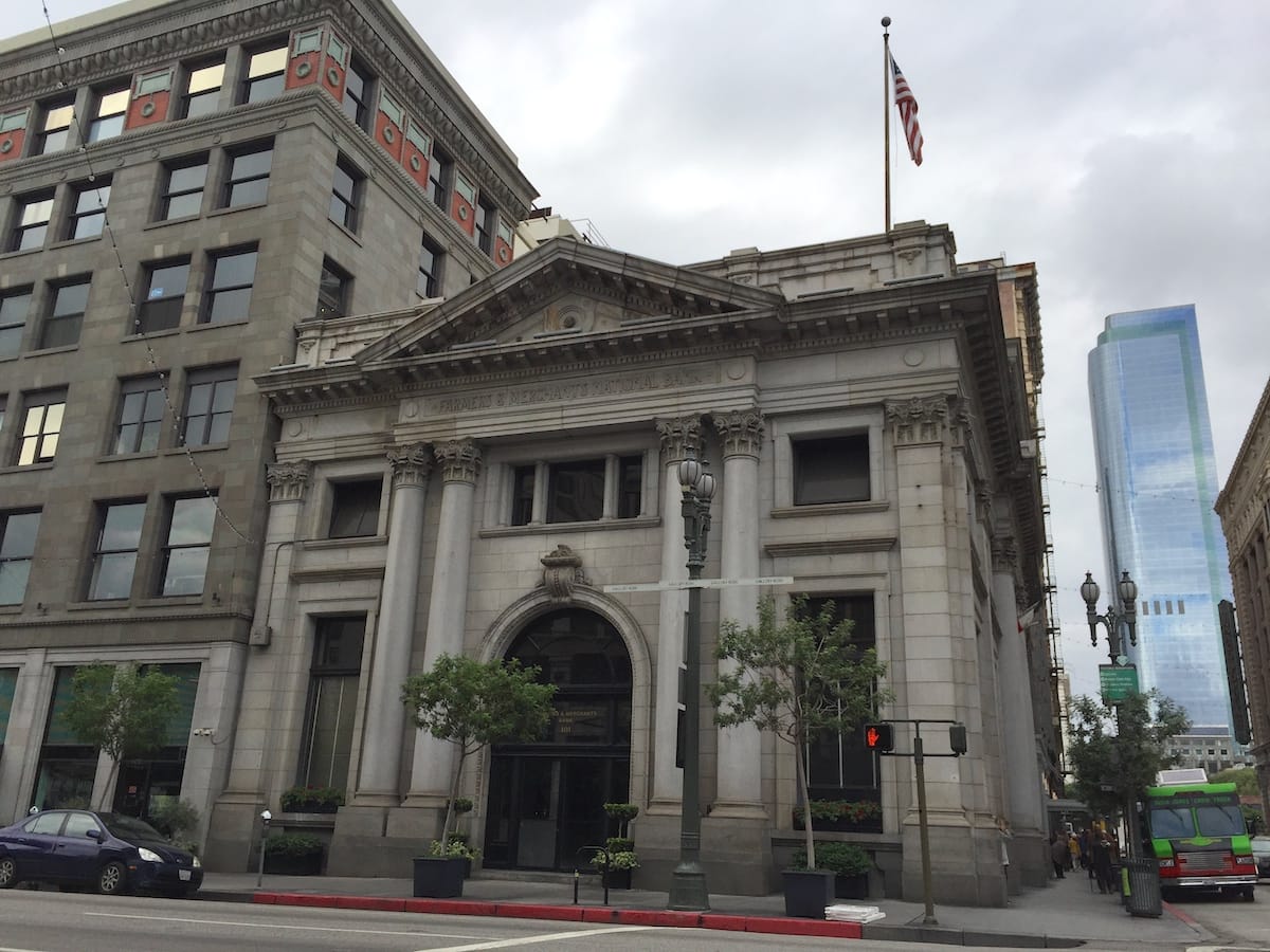 The Farmers & Merchants Bank building.